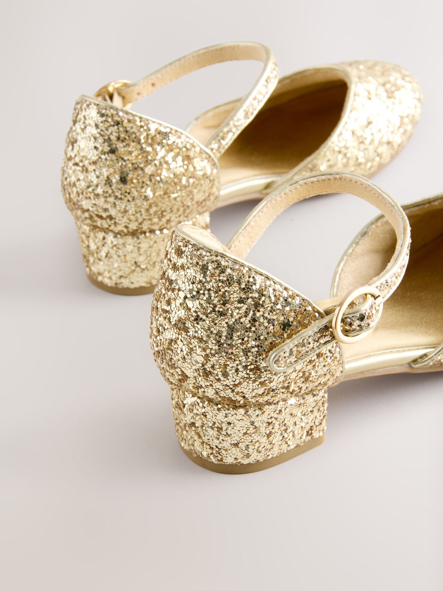 Gold Chunky Glitter Standard Fit (F) Two Part Heeled Shoes image 3