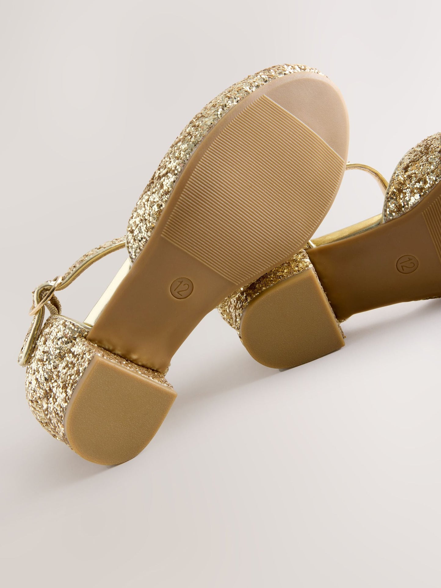 Gold Chunky Glitter Standard Fit (F) Two Part Heeled Shoes image 5