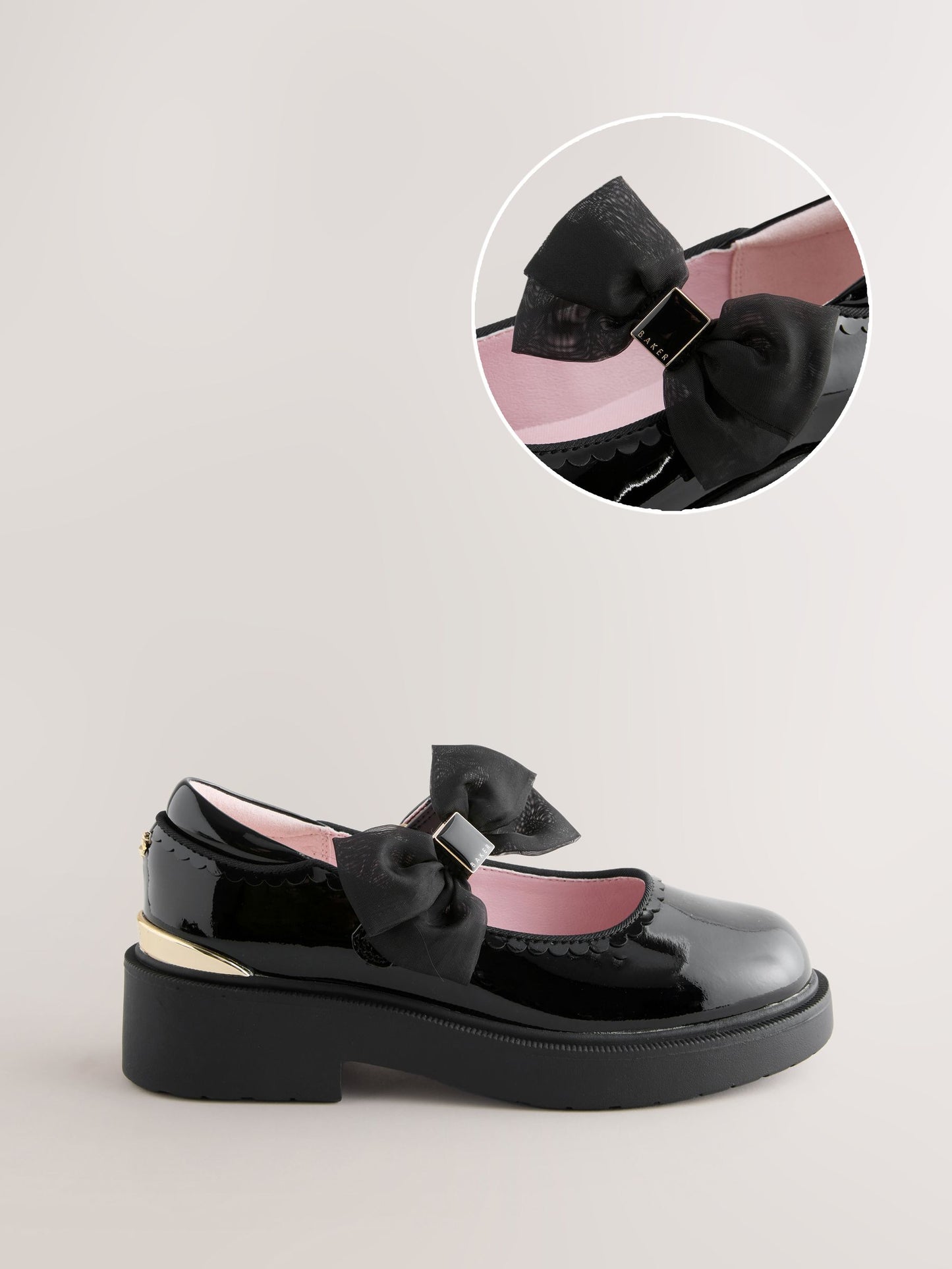 Baker by Ted Baker Back to School Organza Side Bow Mary Jane Black Shoes image 1