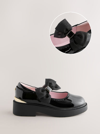 Baker by Ted Baker Back to School Organza Side Bow Mary Jane Black Shoes image 1