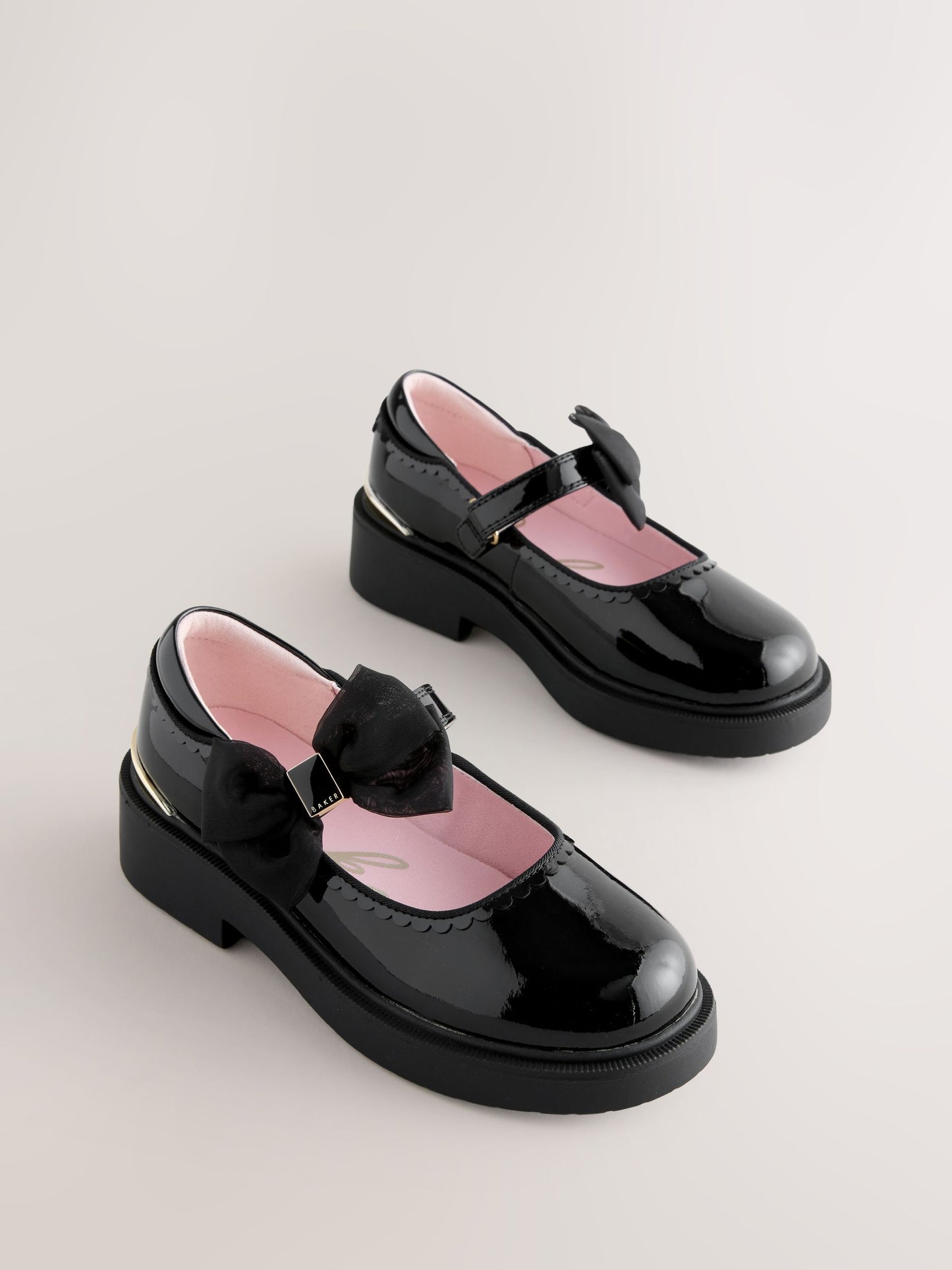 Baker by Ted Baker Back to School Organza Side Bow Mary Jane Black Shoes image 2