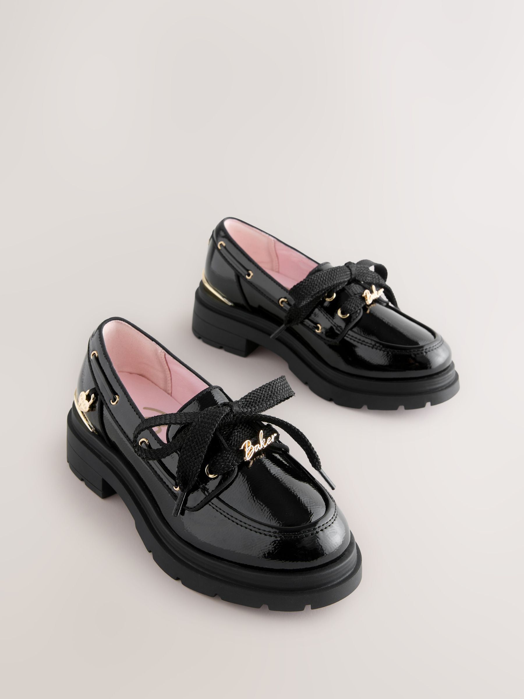 Baker by Ted Baker Back to School Patent Chunky Boat Shoe Black Loafers image 1