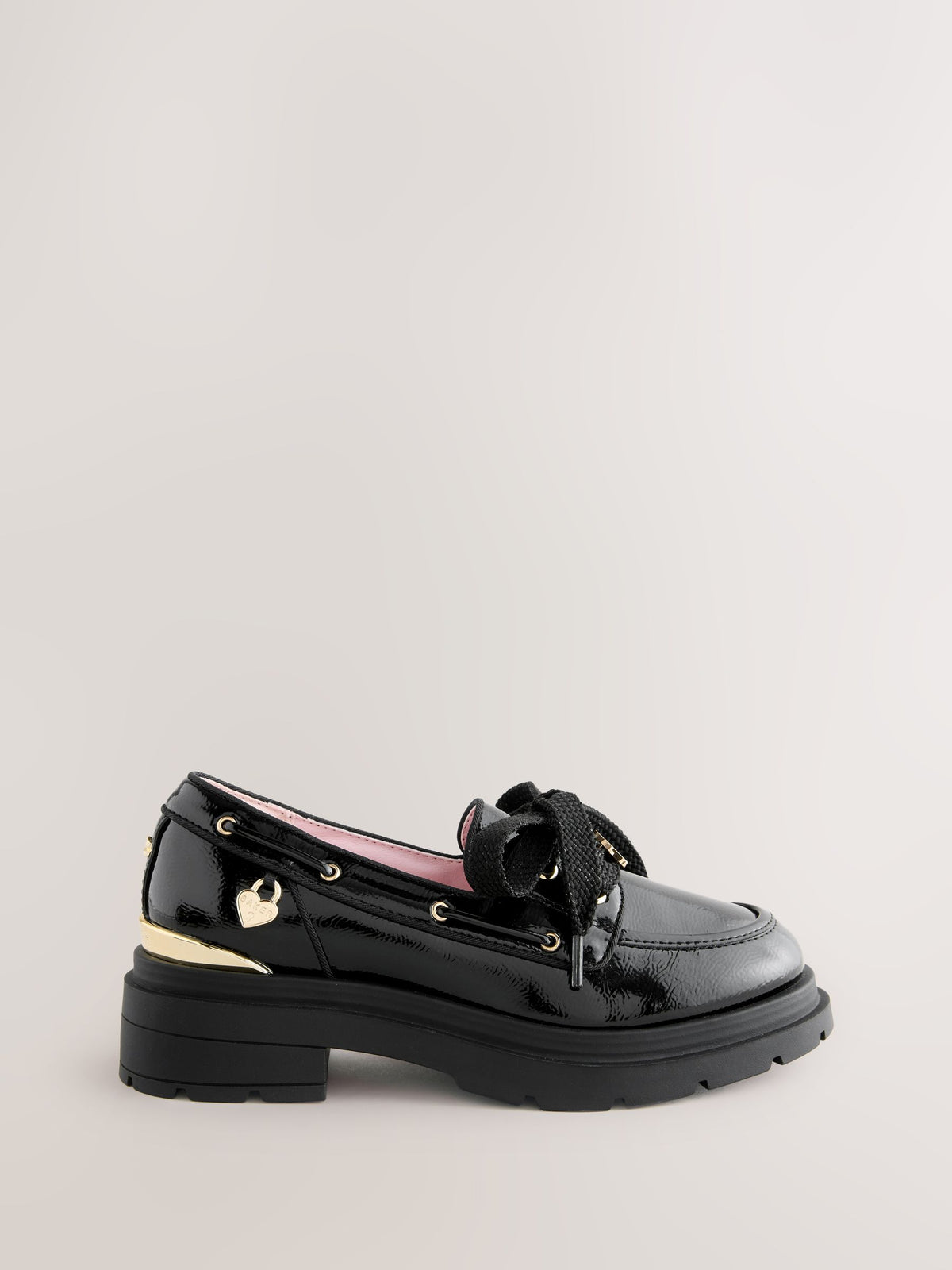 Baker by Ted Baker Back to School Patent Chunky Boat Shoe Black Loafers image 2
