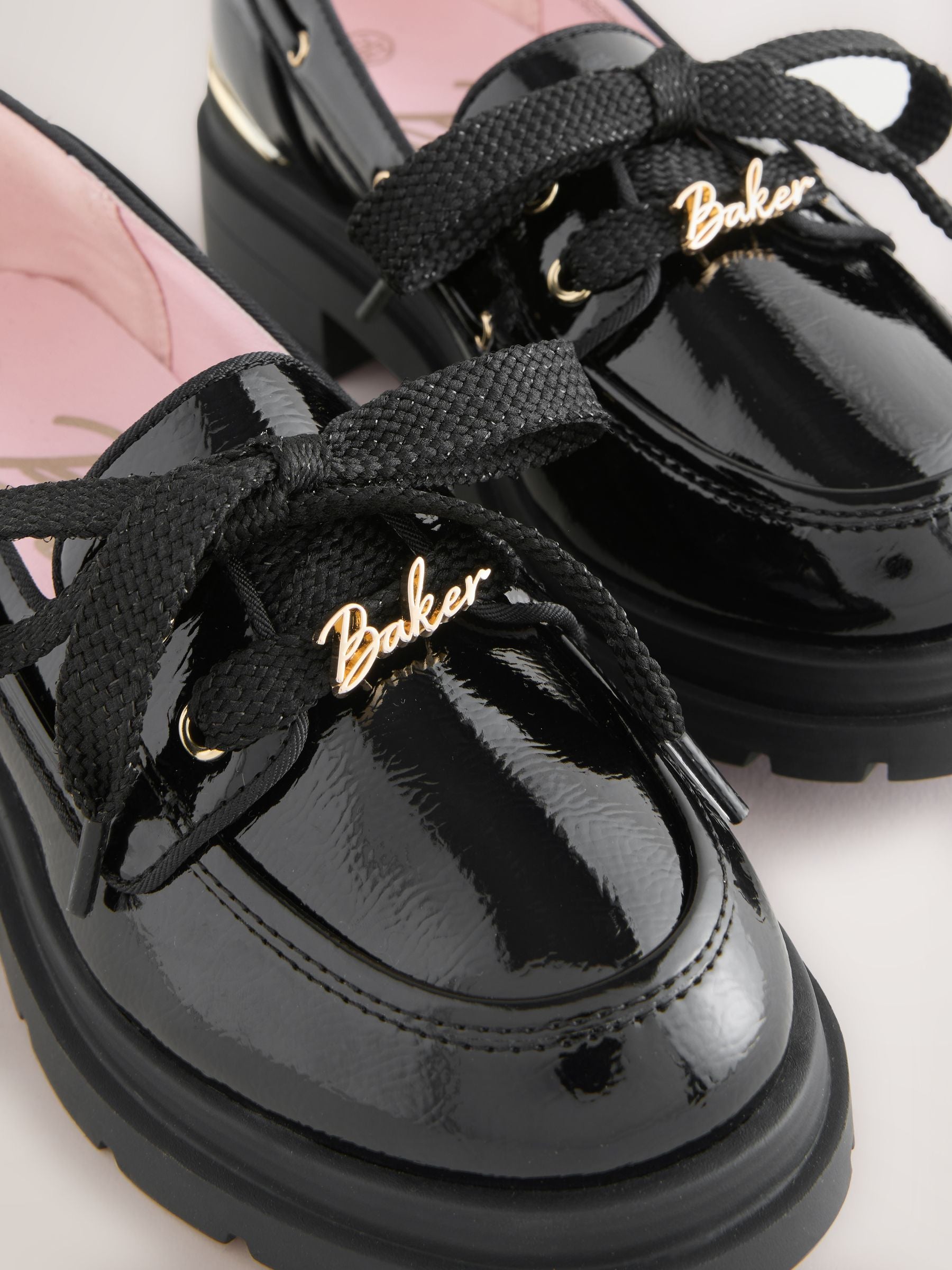 Baker by Ted Baker Back to School Patent Chunky Boat Shoe Black Loafers image 3
