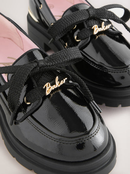 Baker by Ted Baker Back to School Patent Chunky Boat Shoe Black Loafers image 3