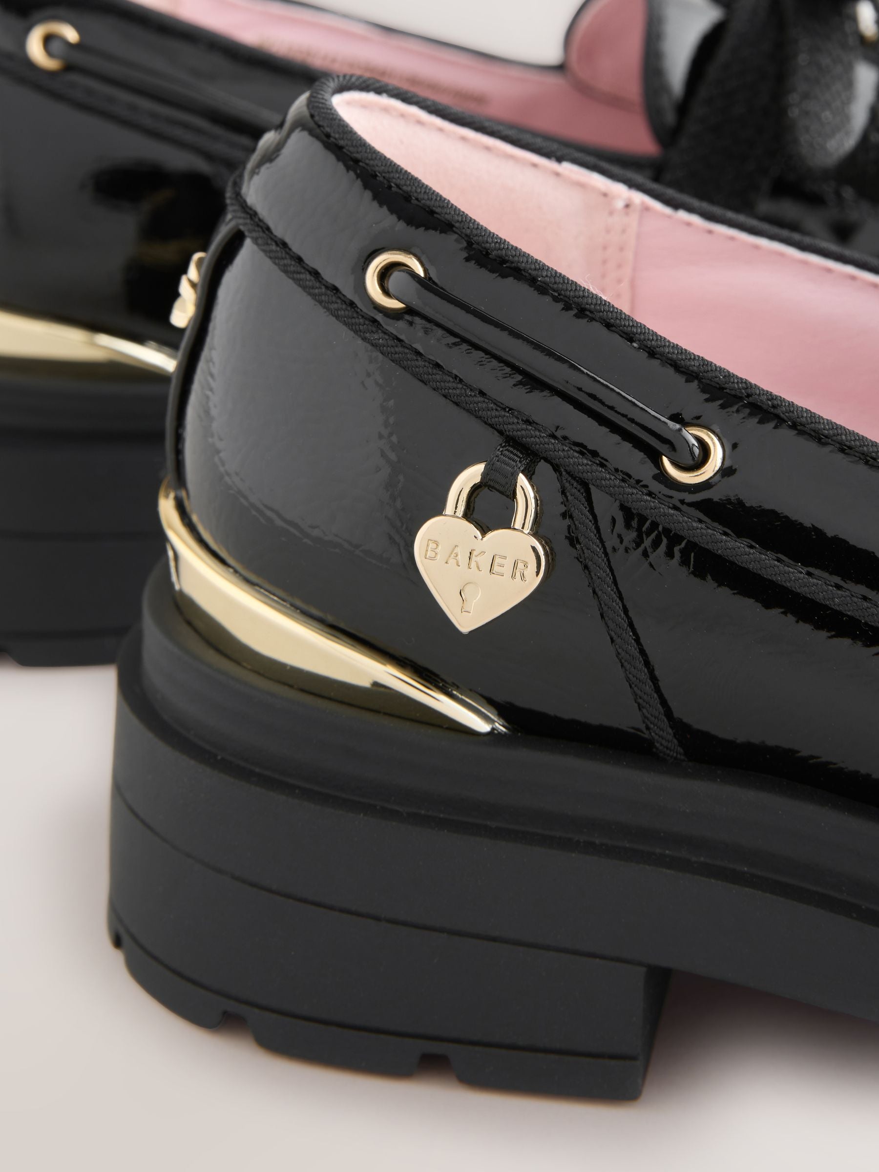 Baker by Ted Baker Back to School Patent Chunky Boat Shoe Black Loafers image 4