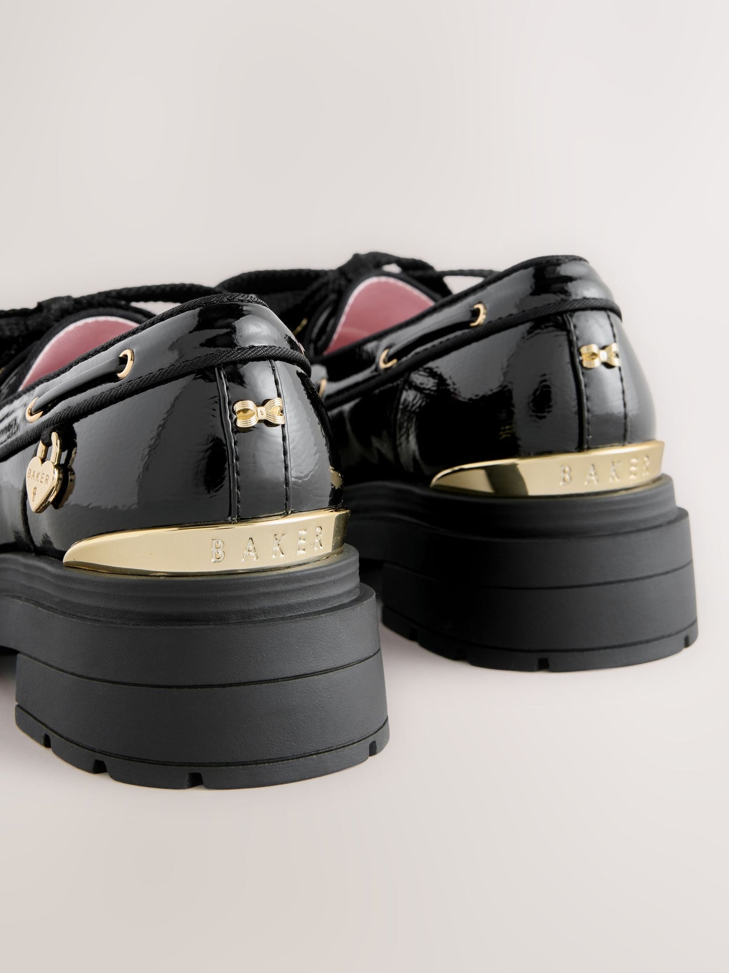 Baker by Ted Baker Back to School Patent Chunky Boat Shoe Black Loafers image 5