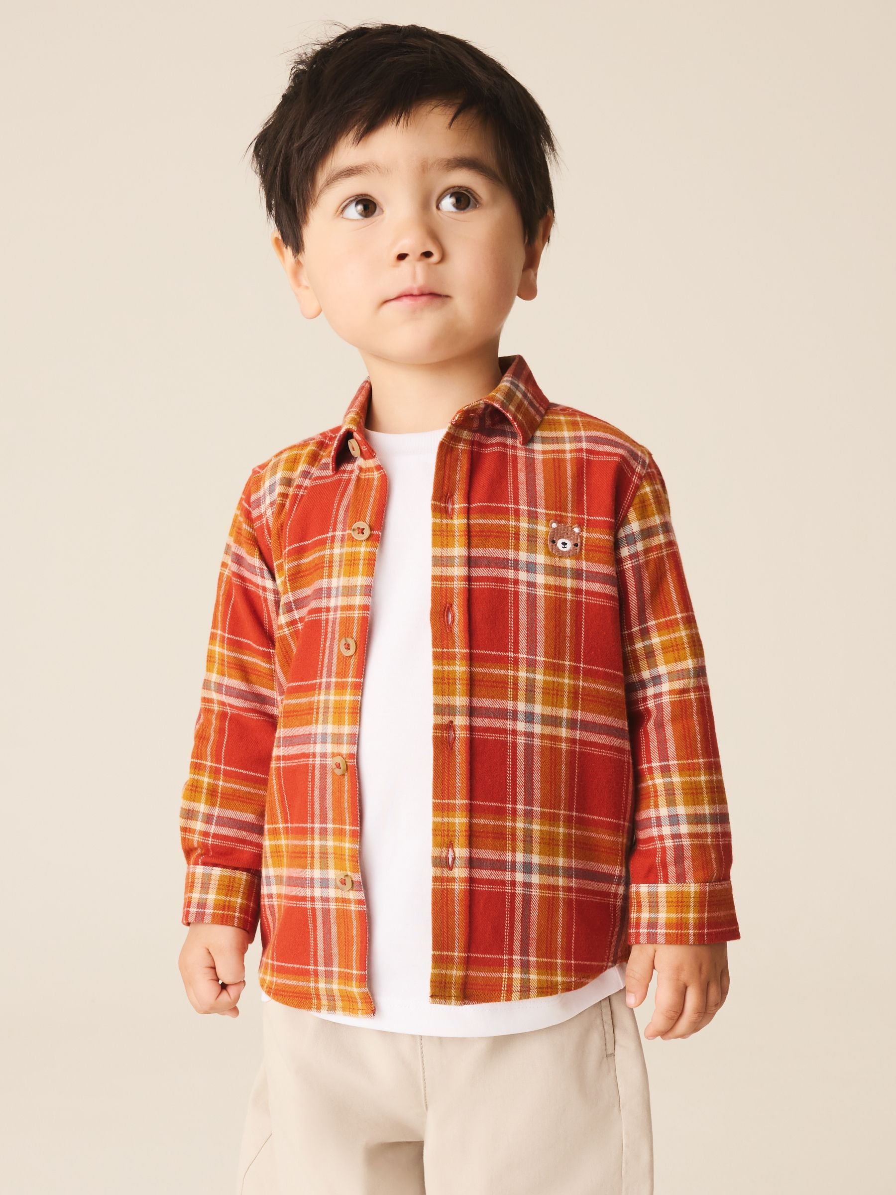 Dsiney Kidz - Orange Check Long Sleeve Character Shirt (3mths-7yrs) image 1