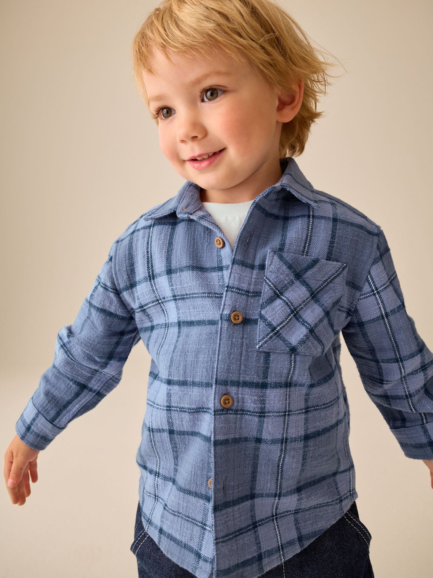 Dsiney Kidz - Blue Check Long Sleeve Shirt and T-Shirt Set 2 Piece (3mths-7yrs) image 2