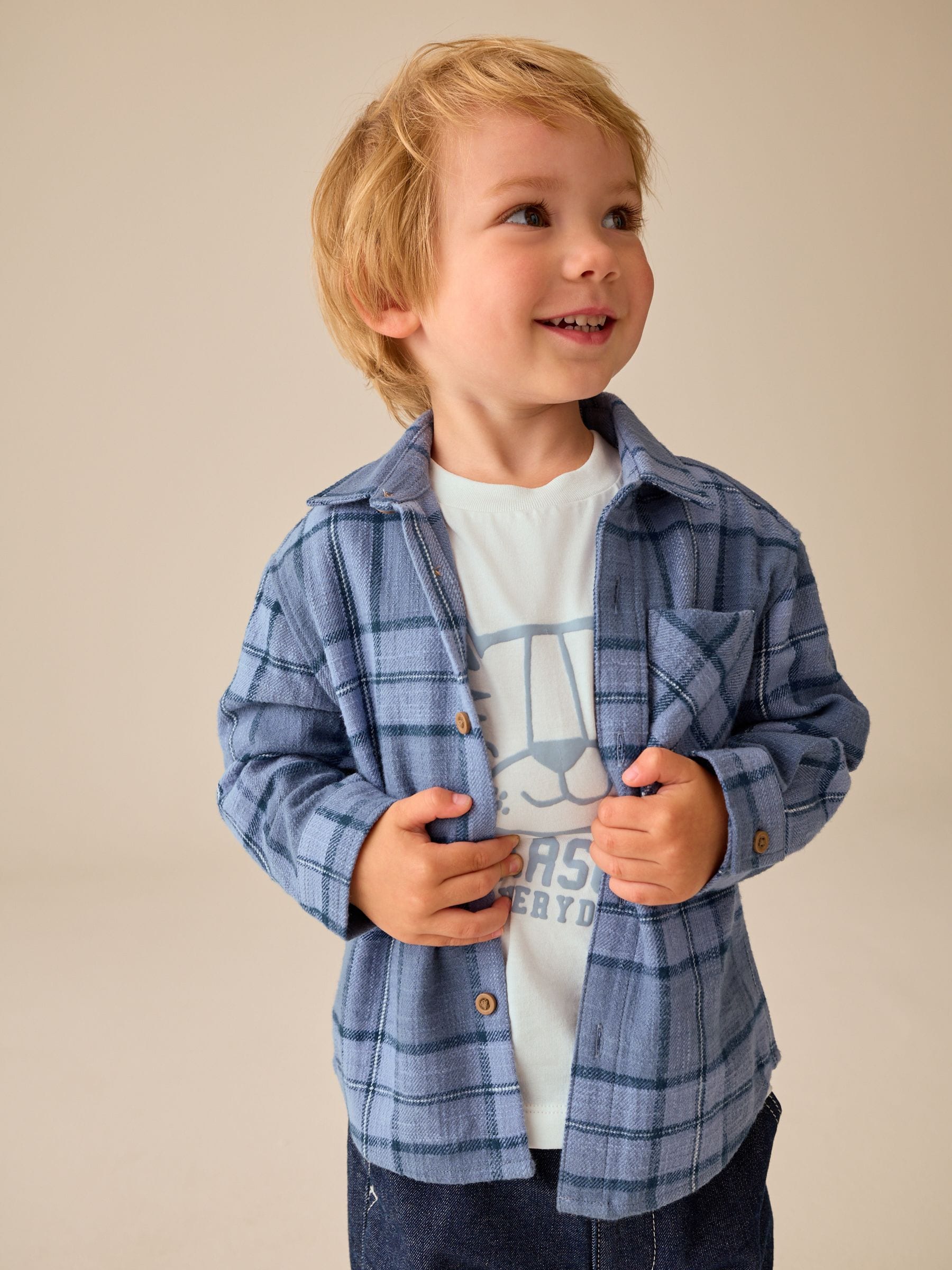 Dsiney Kidz - Blue Check Long Sleeve Shirt and T-Shirt Set 2 Piece (3mths-7yrs) image 4