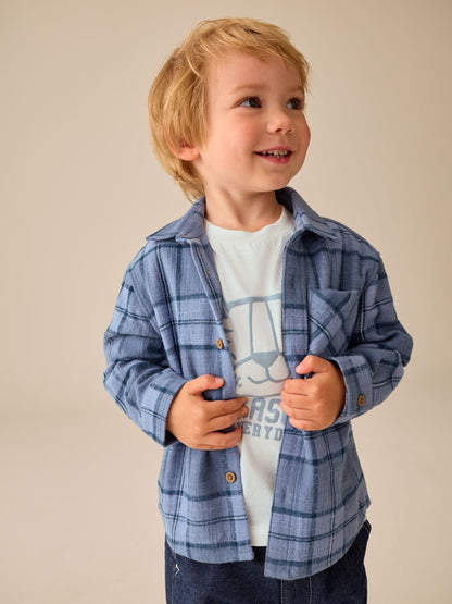 Dsiney Kidz - Blue Check Long Sleeve Shirt and T-Shirt Set 2 Piece (3mths-7yrs) image 4
