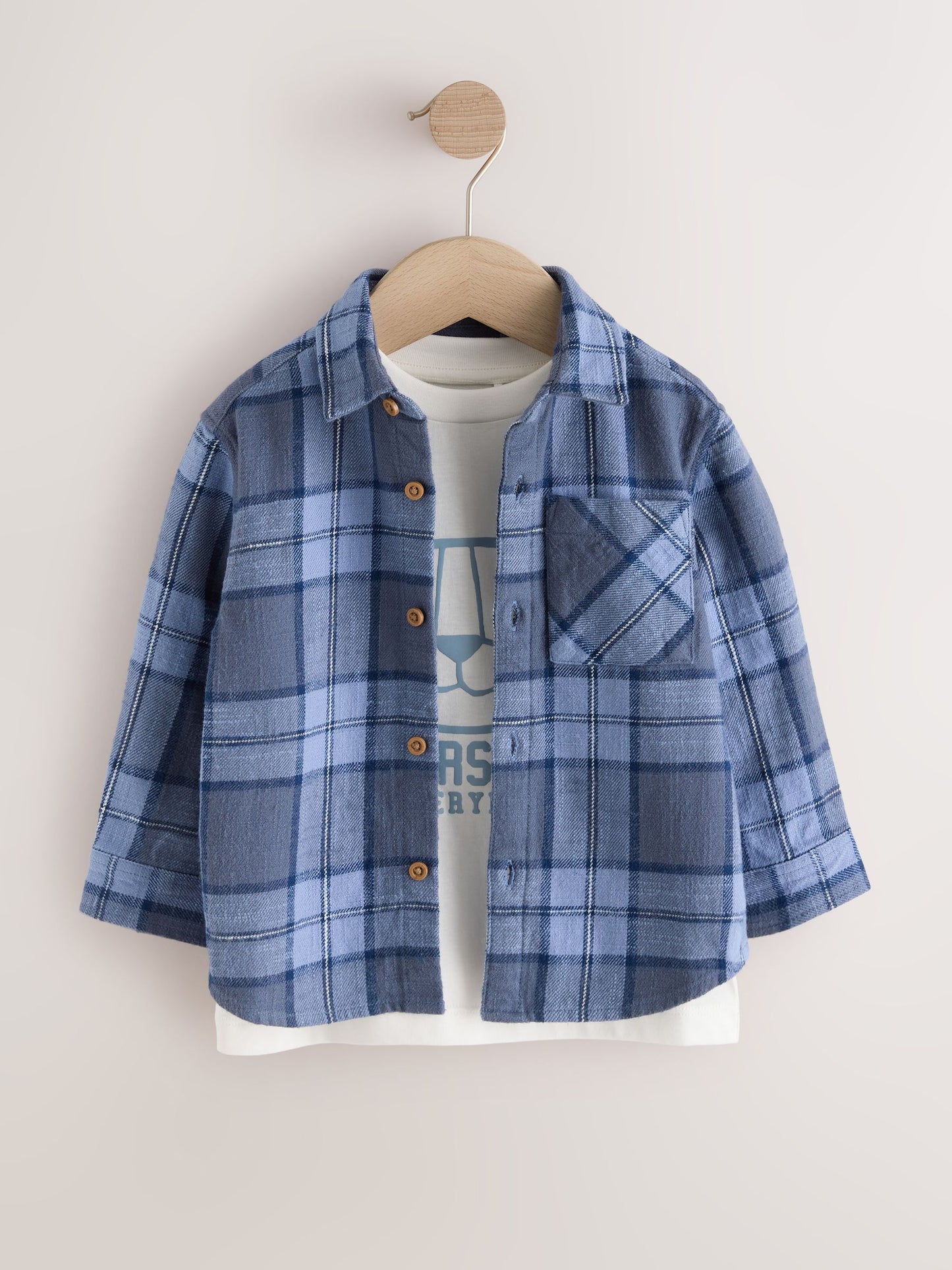 Dsiney Kidz - Blue Check Long Sleeve Shirt and T-Shirt Set 2 Piece (3mths-7yrs) image 5