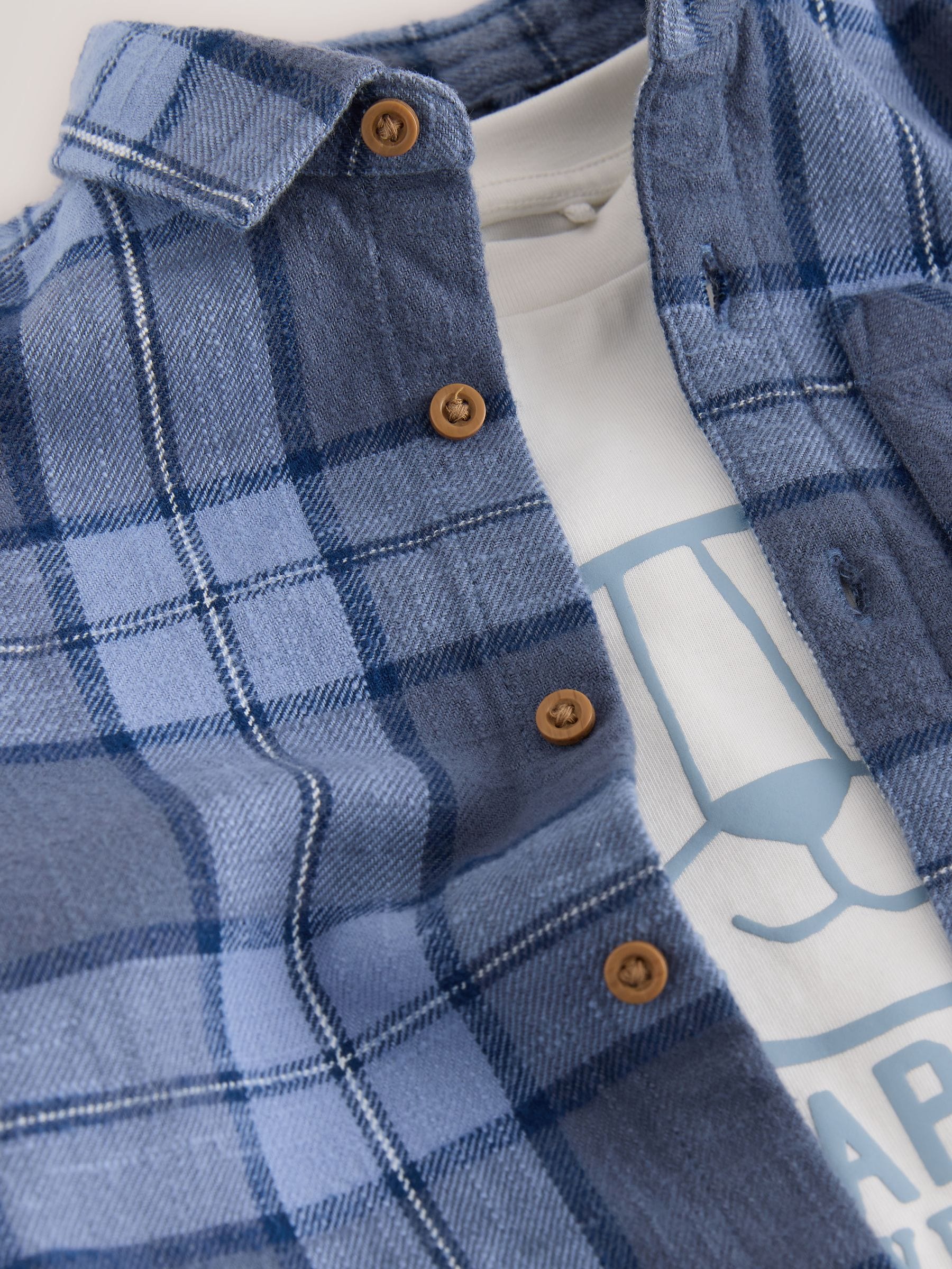 Dsiney Kidz - Blue Check Long Sleeve Shirt and T-Shirt Set 2 Piece (3mths-7yrs) image 8
