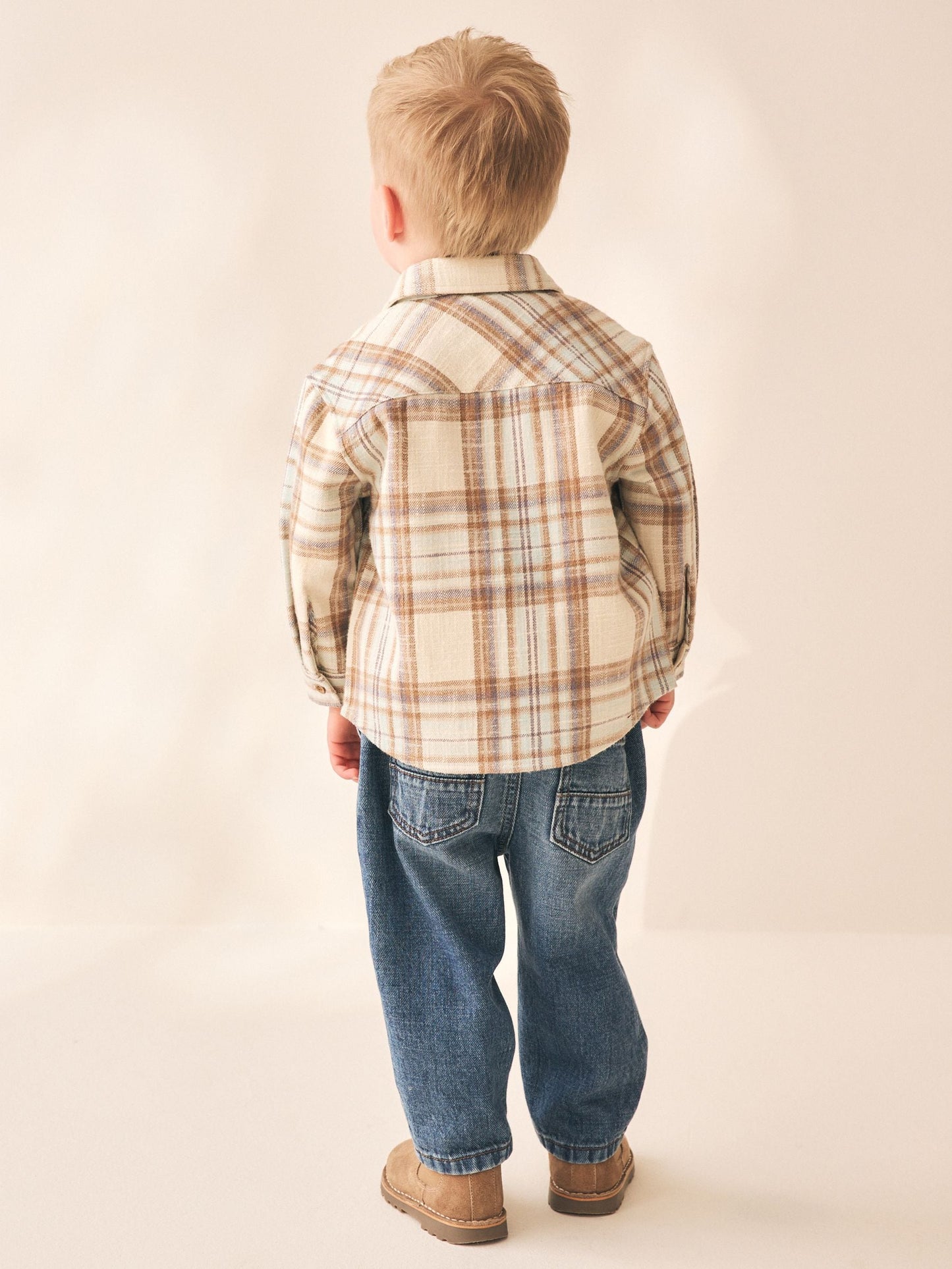 Dsiney Kidz - Ecru Check Long Sleeve Shirt and T-Shirt Set 2 Piece (3mths-7yrs) image 4
