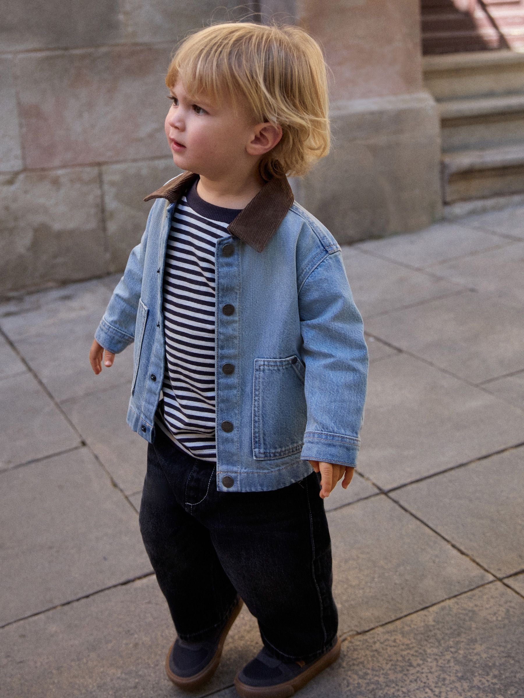 Dsiney Kidz - Blue Denim Long Sleeve Cord Collar Shirt (3mths-7yrs) image 1