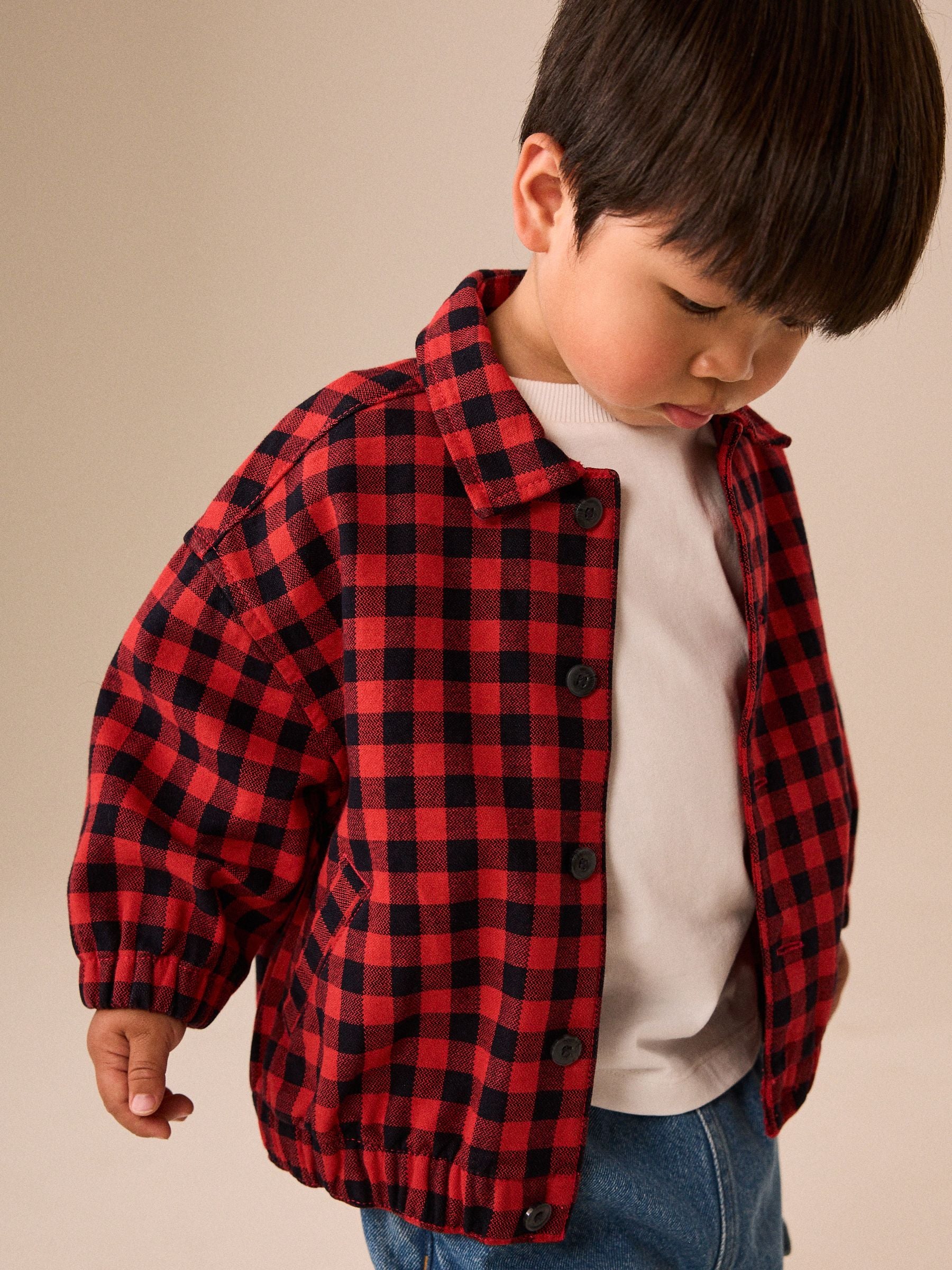 Dsiney Kidz - Red Cotton Twill Gingham Check Overshirt (3mths-7yrs) image 1