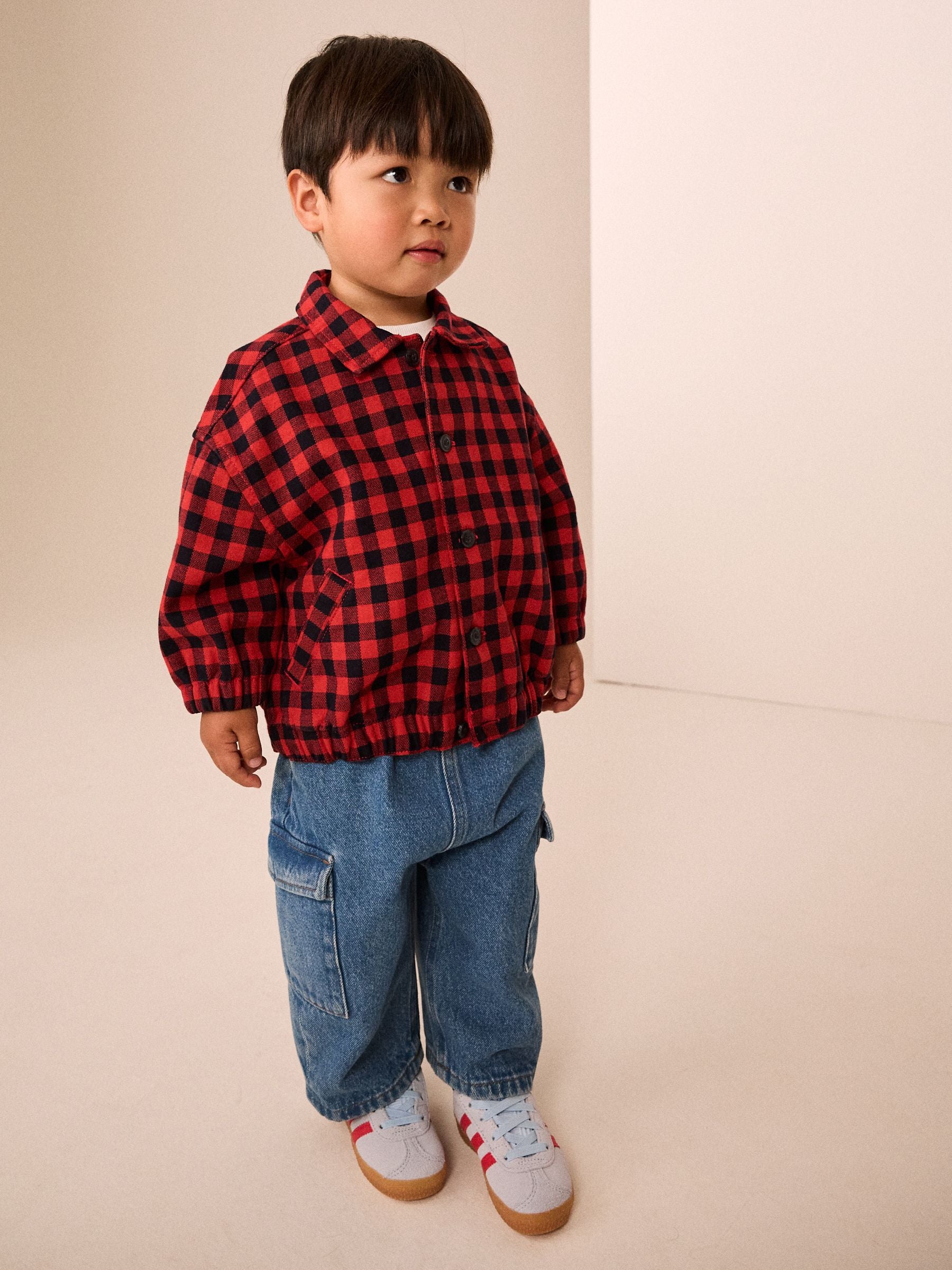 Dsiney Kidz - Red Cotton Twill Gingham Check Overshirt (3mths-7yrs) image 2