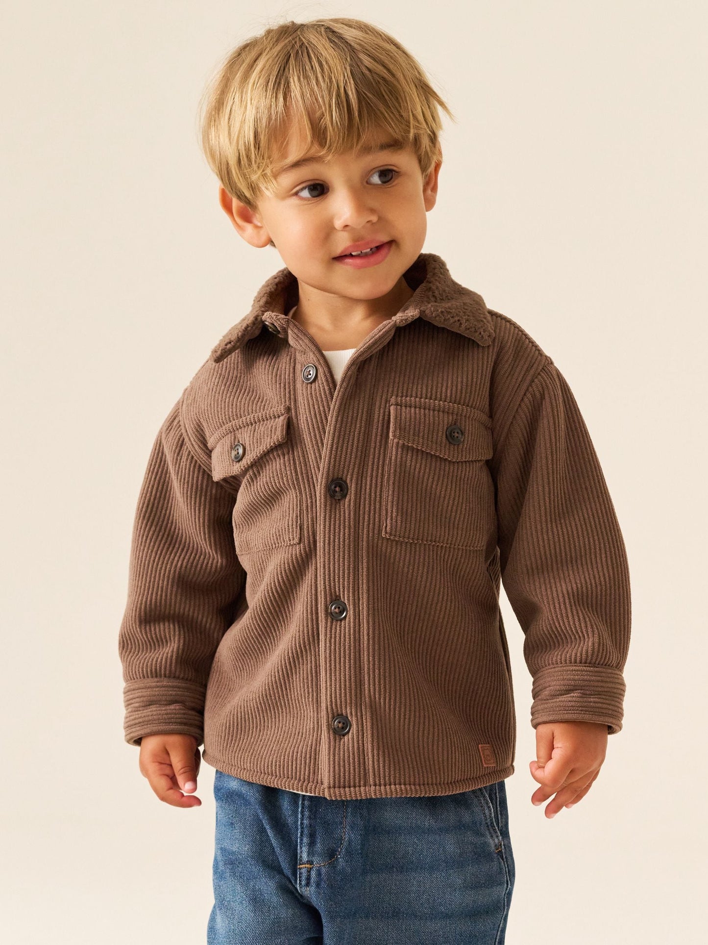 Dsiney Kidz - Chocolate Brown Borg Lined Cord Shacket (3mths-7yrs) image 1