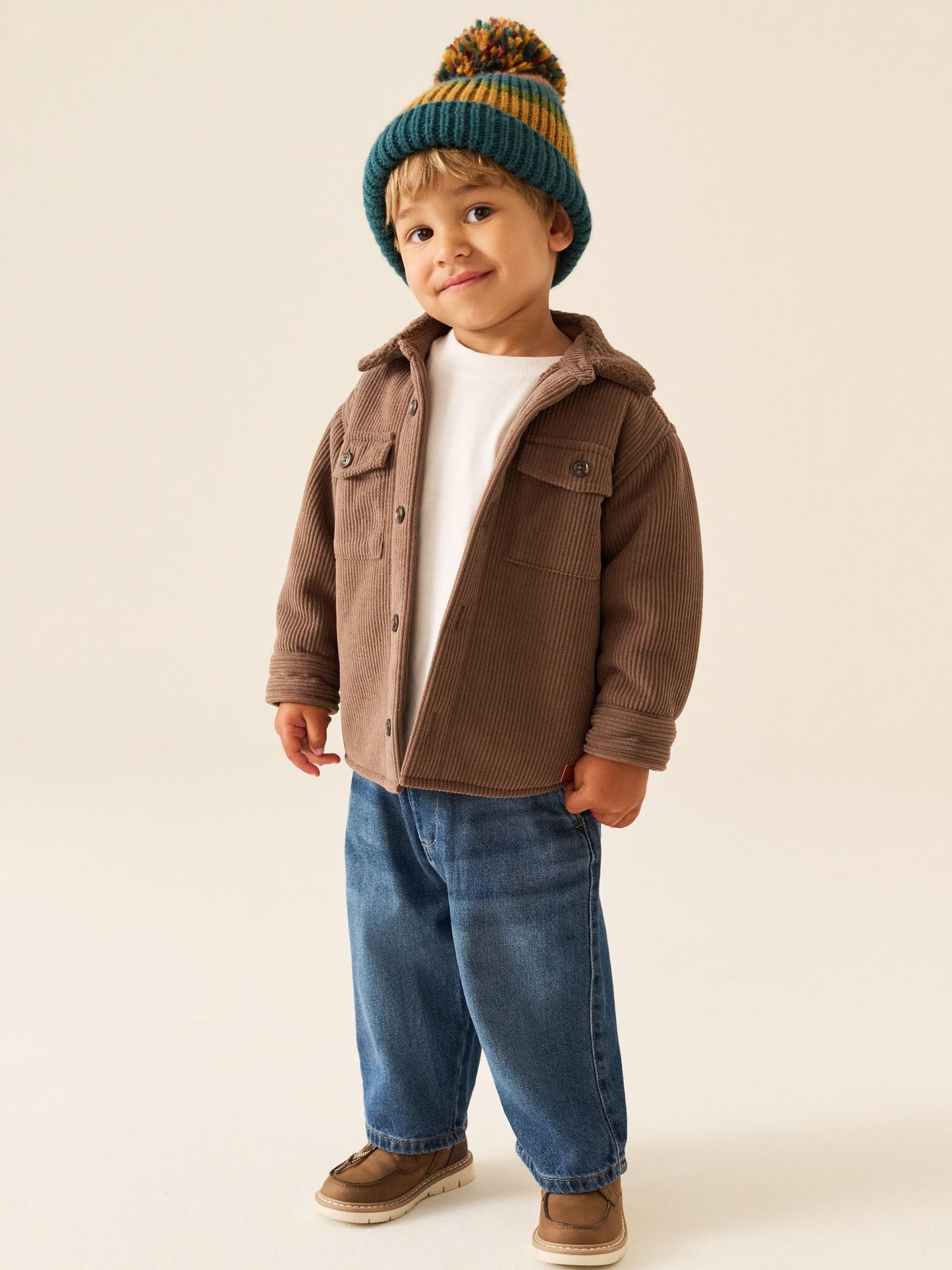 Dsiney Kidz - Chocolate Brown Borg Lined Cord Shacket (3mths-7yrs) image 2