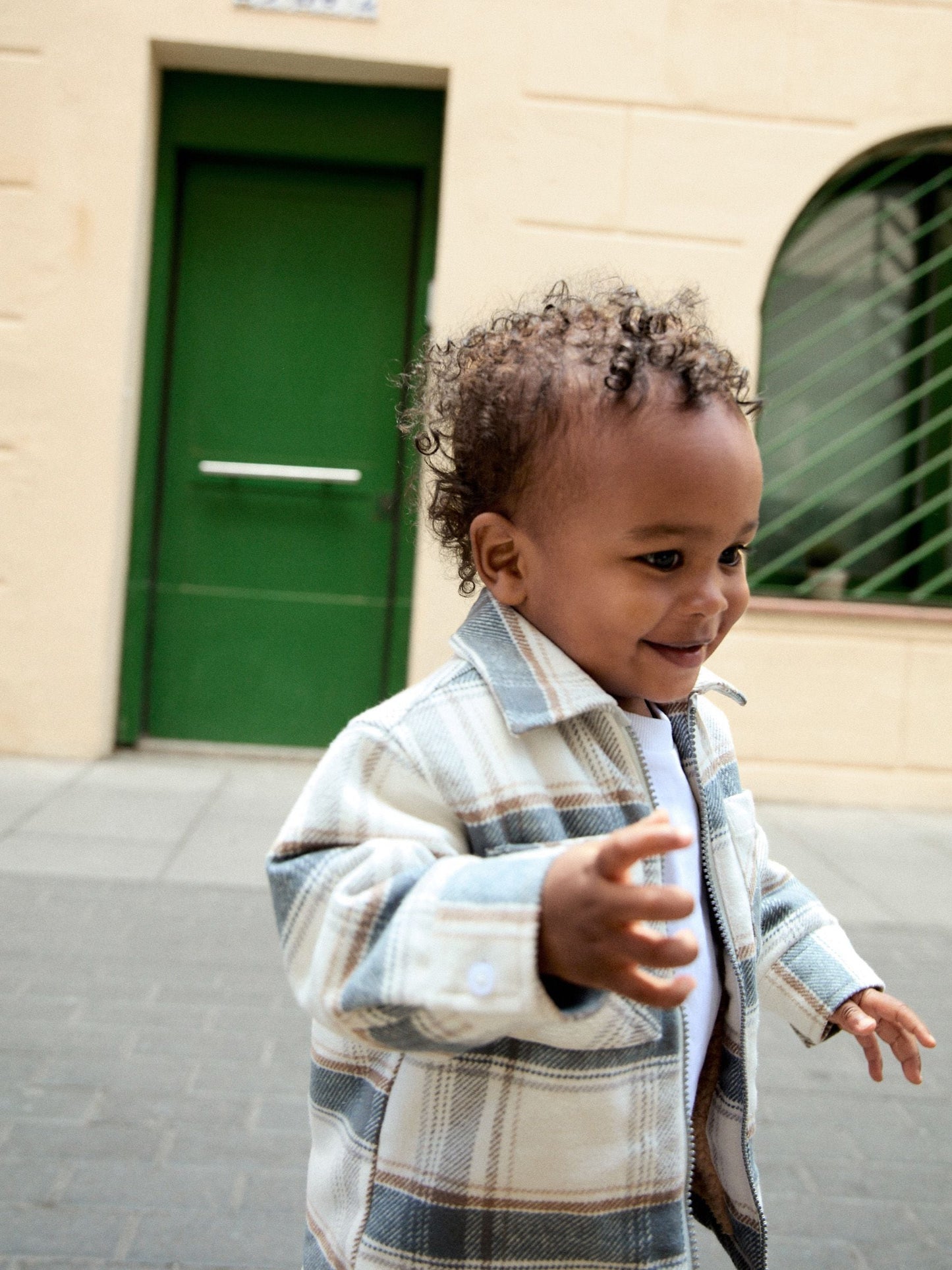 Dsiney Kidz - Blue/Ecru Check Zip Through Borg Lined Shacket (3mths-7yrs) image 1