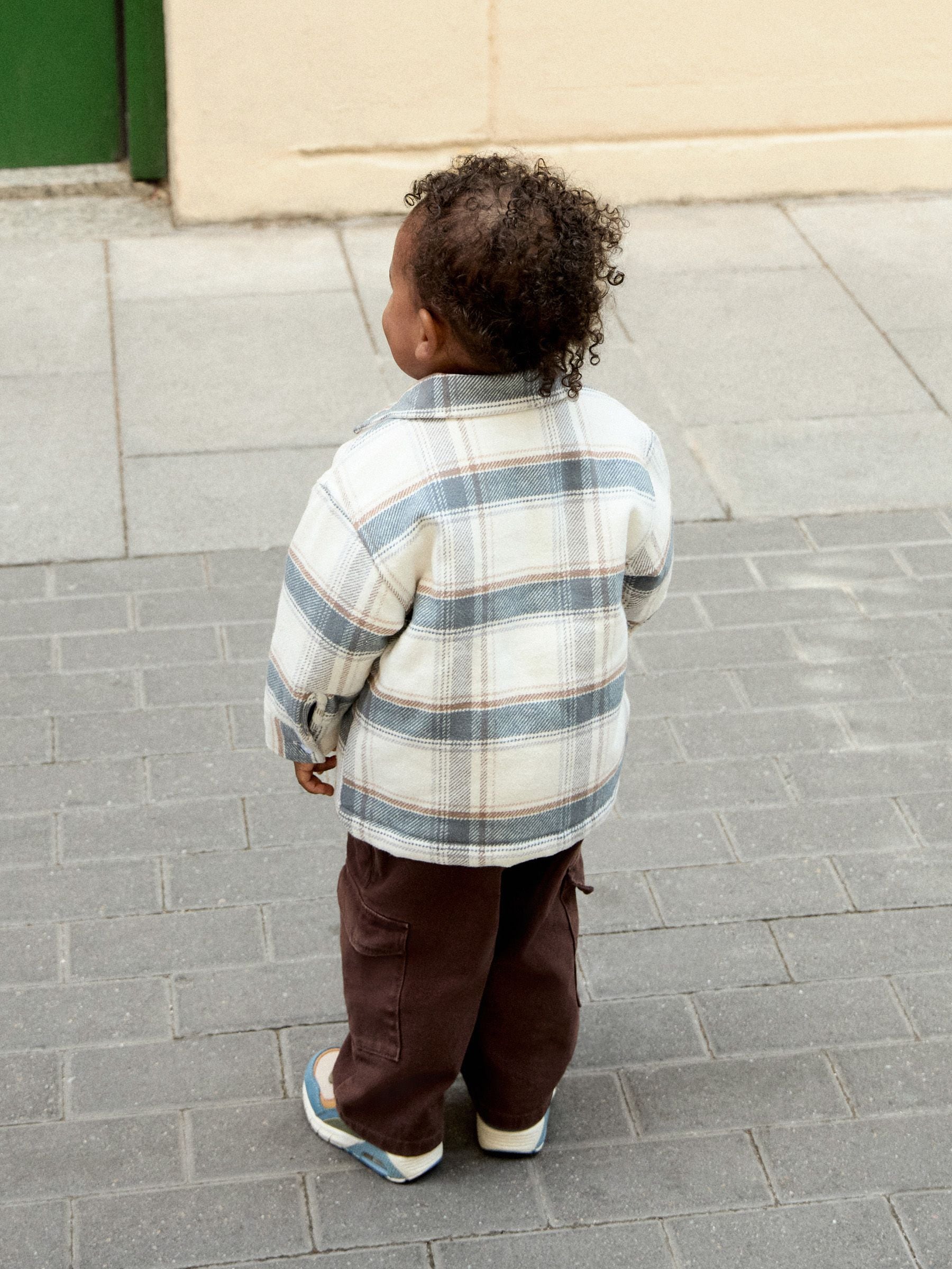 Dsiney Kidz - Blue/Ecru Check Zip Through Borg Lined Shacket (3mths-7yrs) image 2