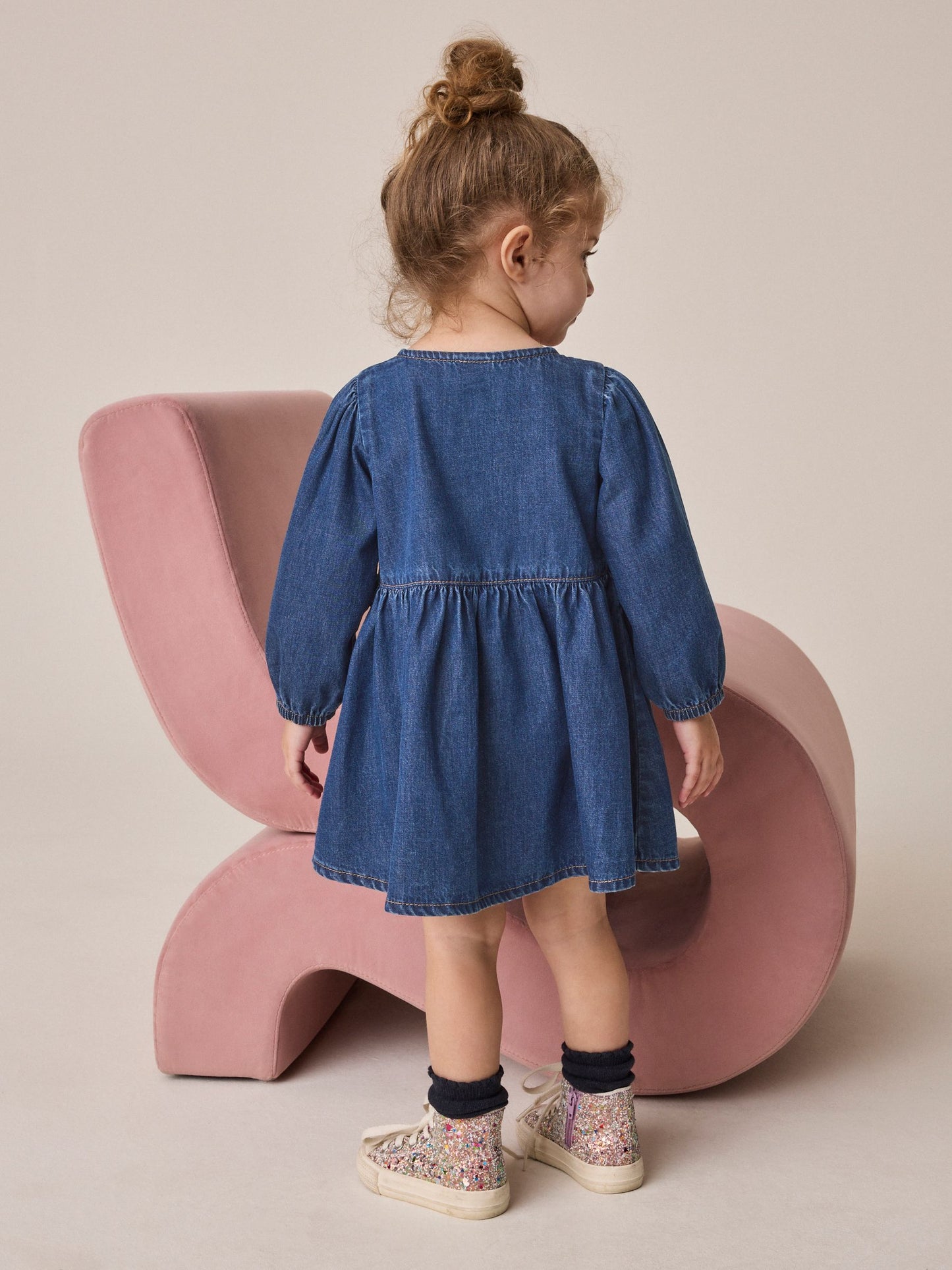 Dsiney Kidz - Blue Denim Long Sleeve Denim Dress (3mths-8yrs) image 3