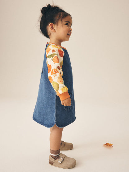 Dsiney Kidz - Pumpkin Print Raglan Denim Dress (3mths-8yrs) image 3
