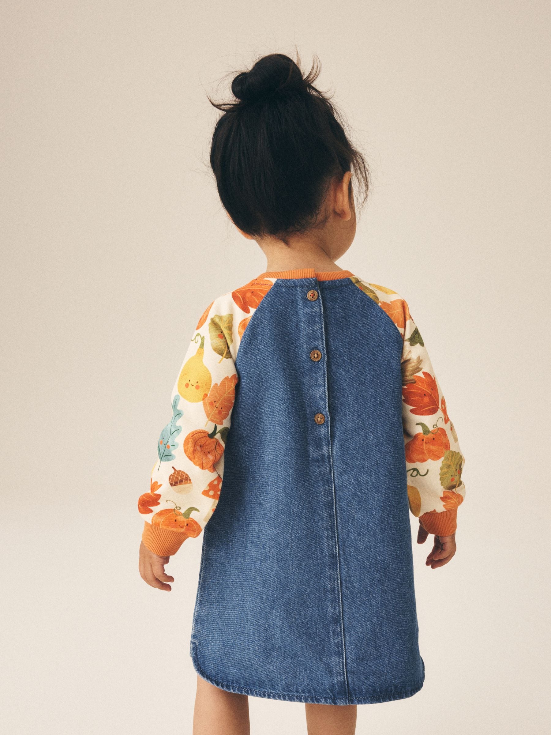Dsiney Kidz - Pumpkin Print Raglan Denim Dress (3mths-8yrs) image 4