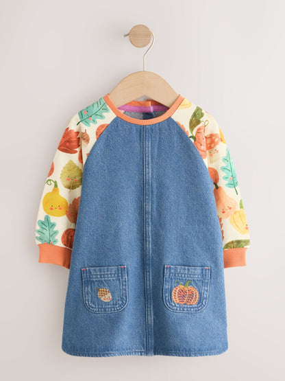 Dsiney Kidz - Pumpkin Print Raglan Denim Dress (3mths-8yrs) image 5