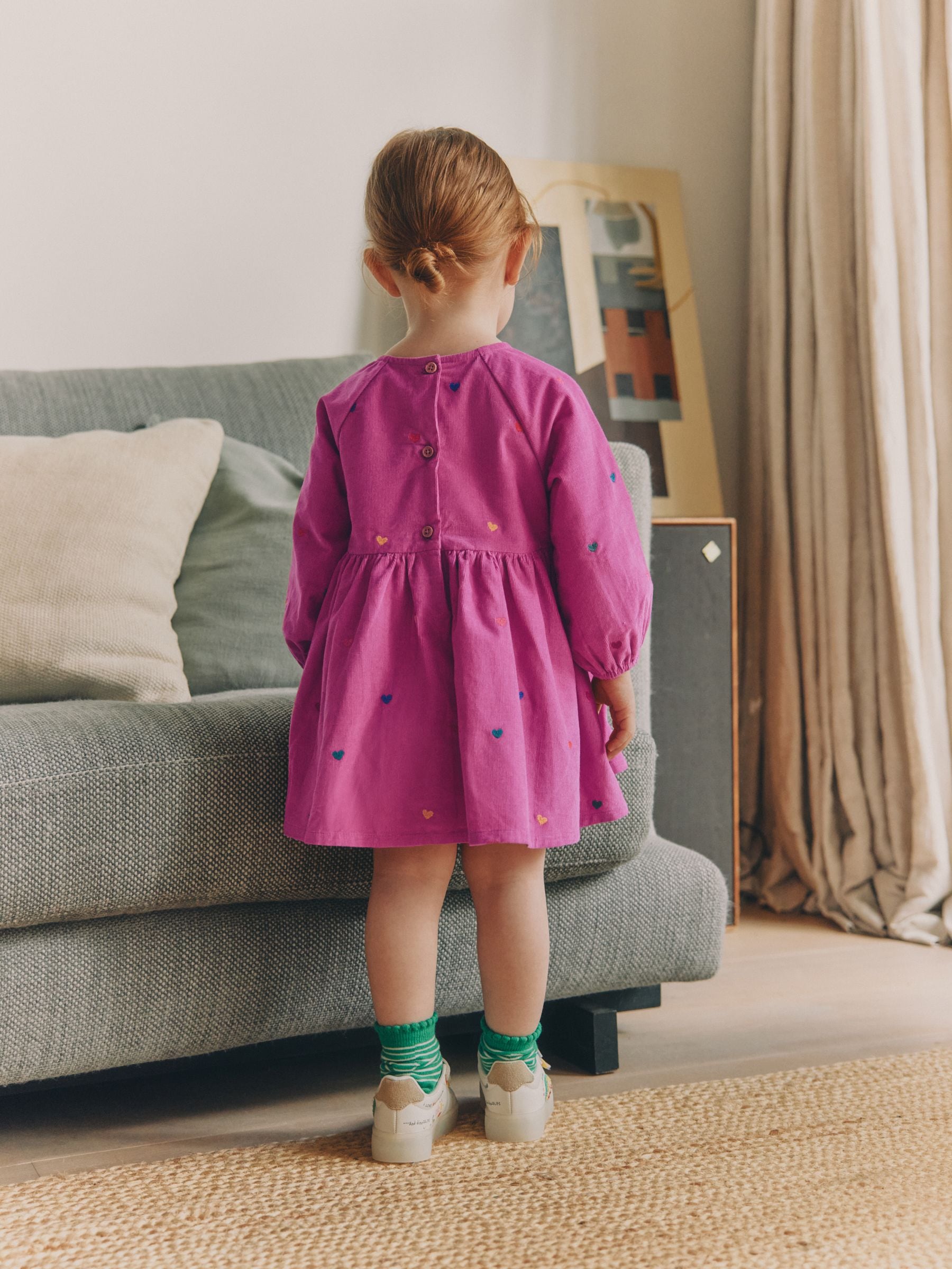 Dsiney Kidz - Magenta Pink Long Sleeve Cord Dress (3mths-8yrs) image 3