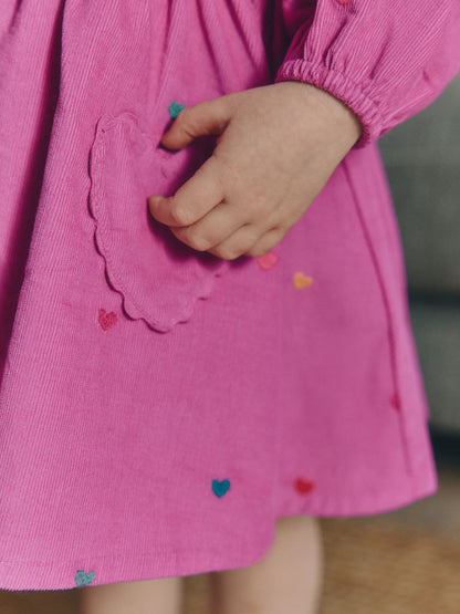 Dsiney Kidz - Magenta Pink Long Sleeve Cord Dress (3mths-8yrs) image 4