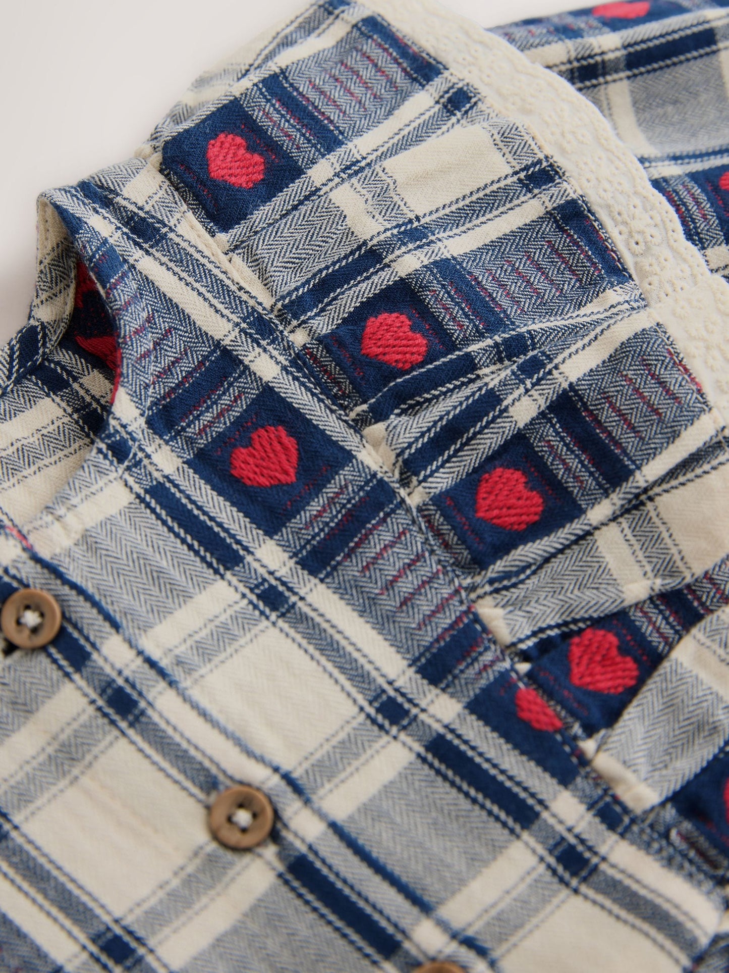 Dsiney Kidz - Navy Blue Heart Check Frill Collar Long Sleeve Dress (3mths-8yrs) image 7