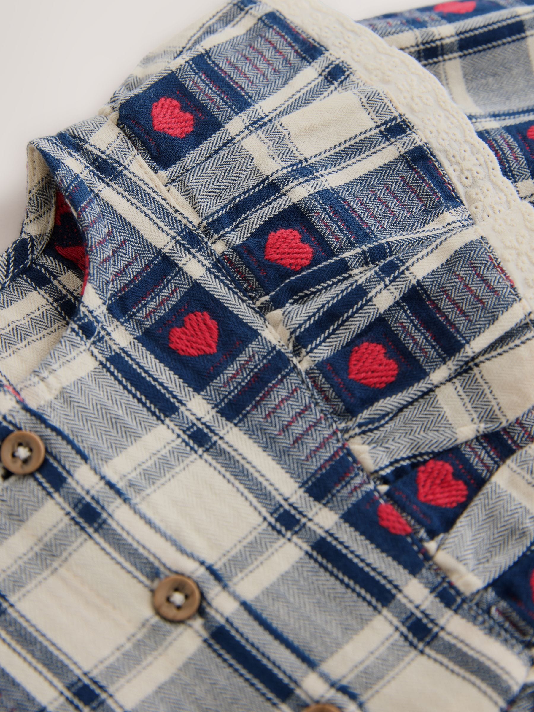Dsiney Kidz - Navy Blue Heart Check Frill Collar Long Sleeve Dress (3mths-8yrs) image 7