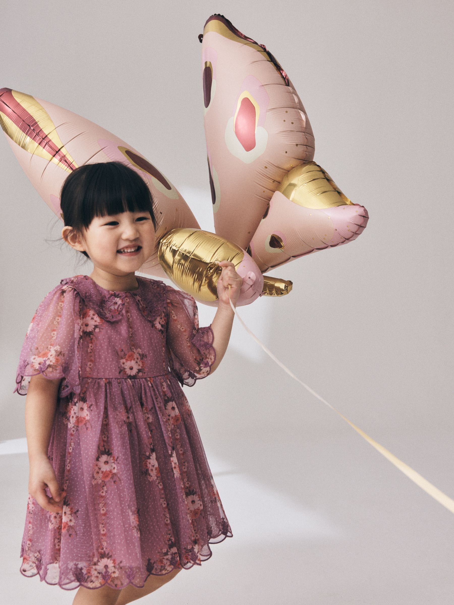 Purple Floral Lace Collar Short Sleeve Occasion Dress (3mths-8yrs) image 2