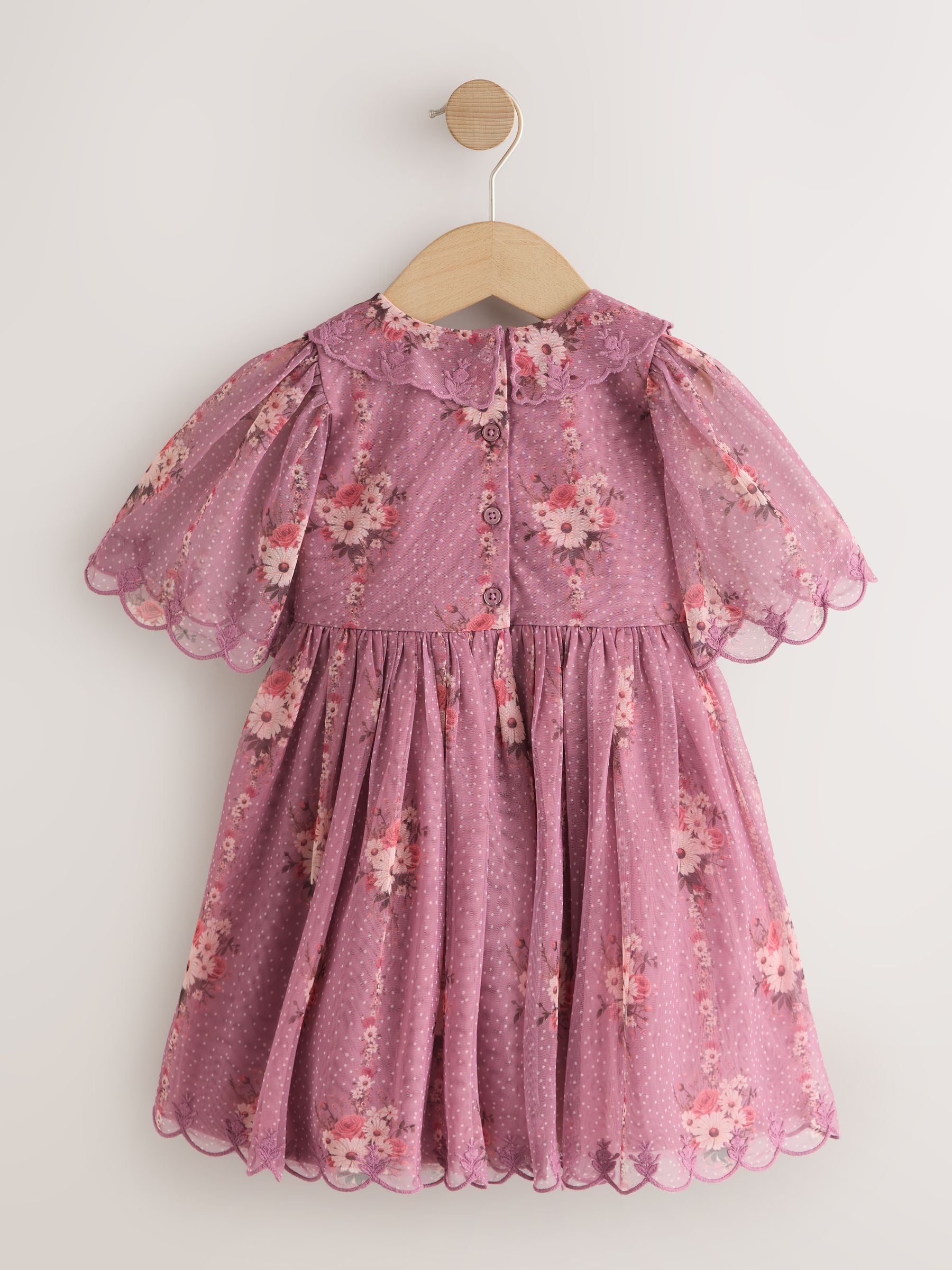Purple Floral Lace Collar Short Sleeve Occasion Dress (3mths-8yrs) image 6