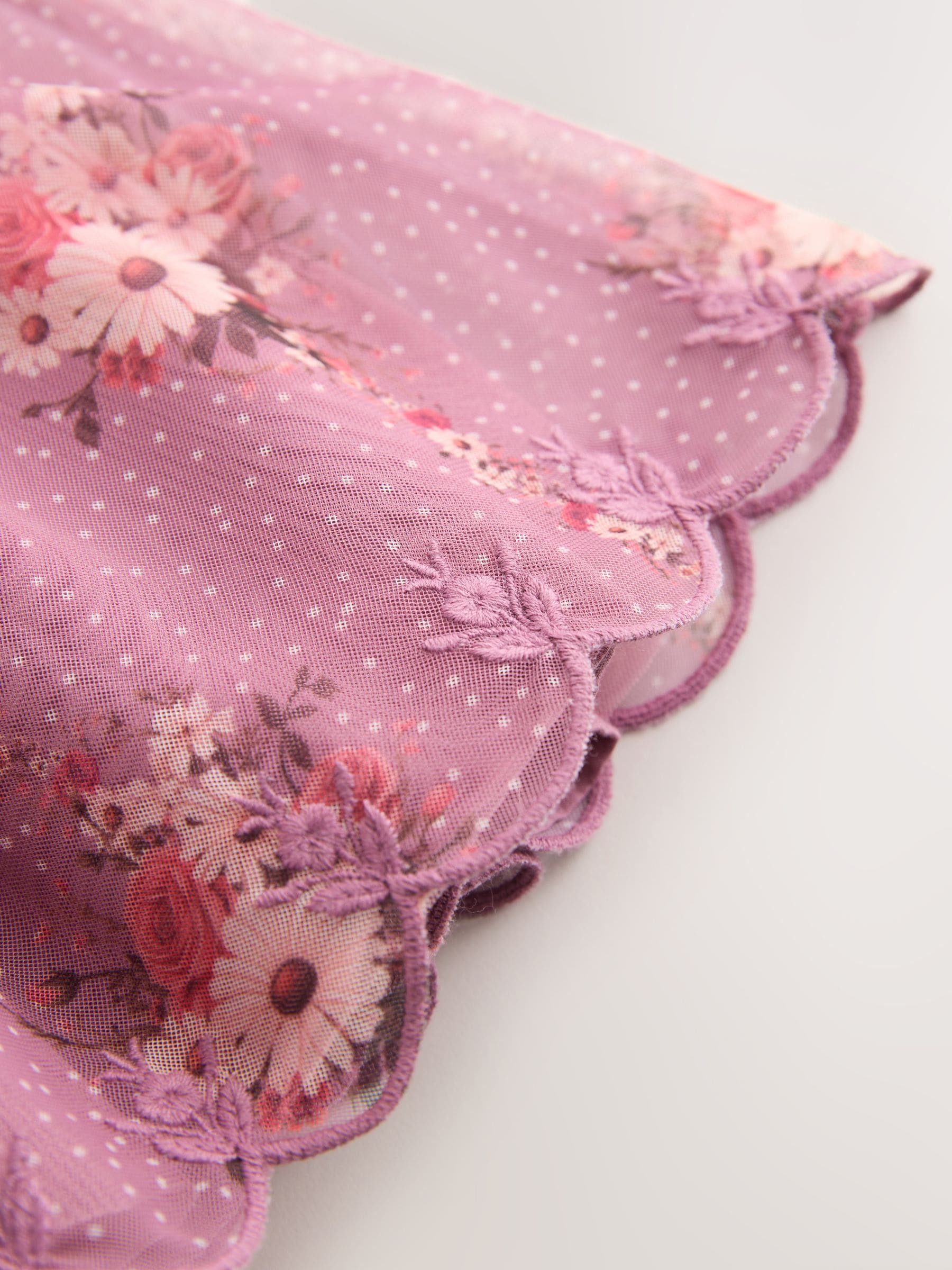 Purple Floral Lace Collar Short Sleeve Occasion Dress (3mths-8yrs) image 8