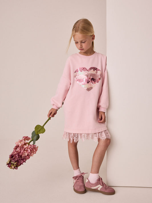 Pastel Pink Lace Hem Sequin Jumper Dress (3-16yrs) - image 1