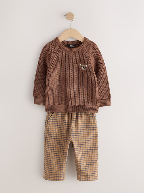 Dsiney Kidz - Brown Knitted Jumper and Wide Leg Trousers Set (3mths-7yrs) image 1