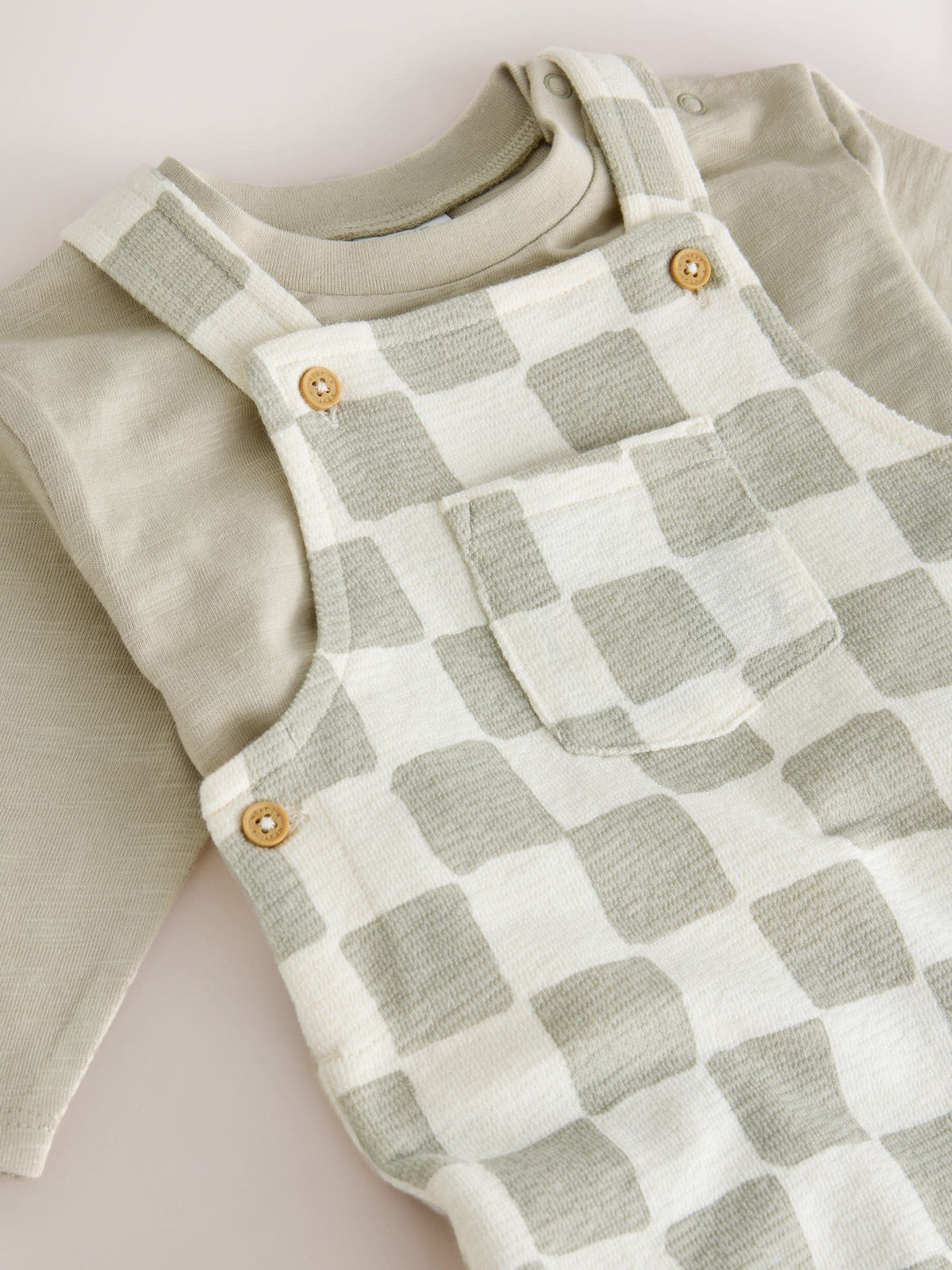 Dsiney Kidz - Neutral Checkerboard Jersey Dungaree and Bodysuit Baby Set (0mths-2yrs) image 4