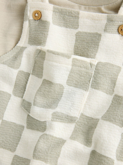 Dsiney Kidz - Neutral Checkerboard Jersey Dungaree and Bodysuit Baby Set (0mths-2yrs) image 6