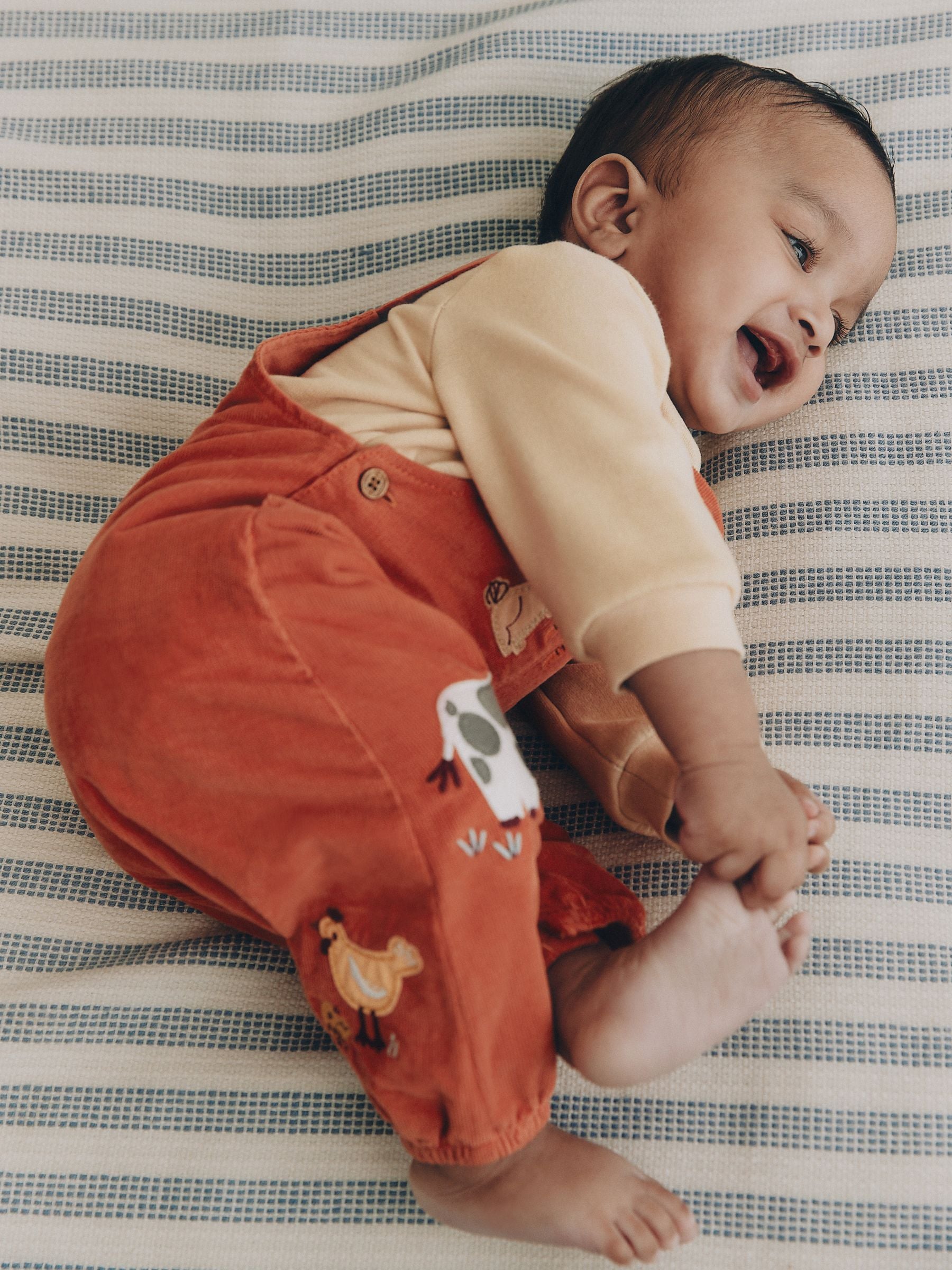Rust Brown Farmyard Cord Dungarees and Bodysuit Baby Set (0mths-3yrs) image 2