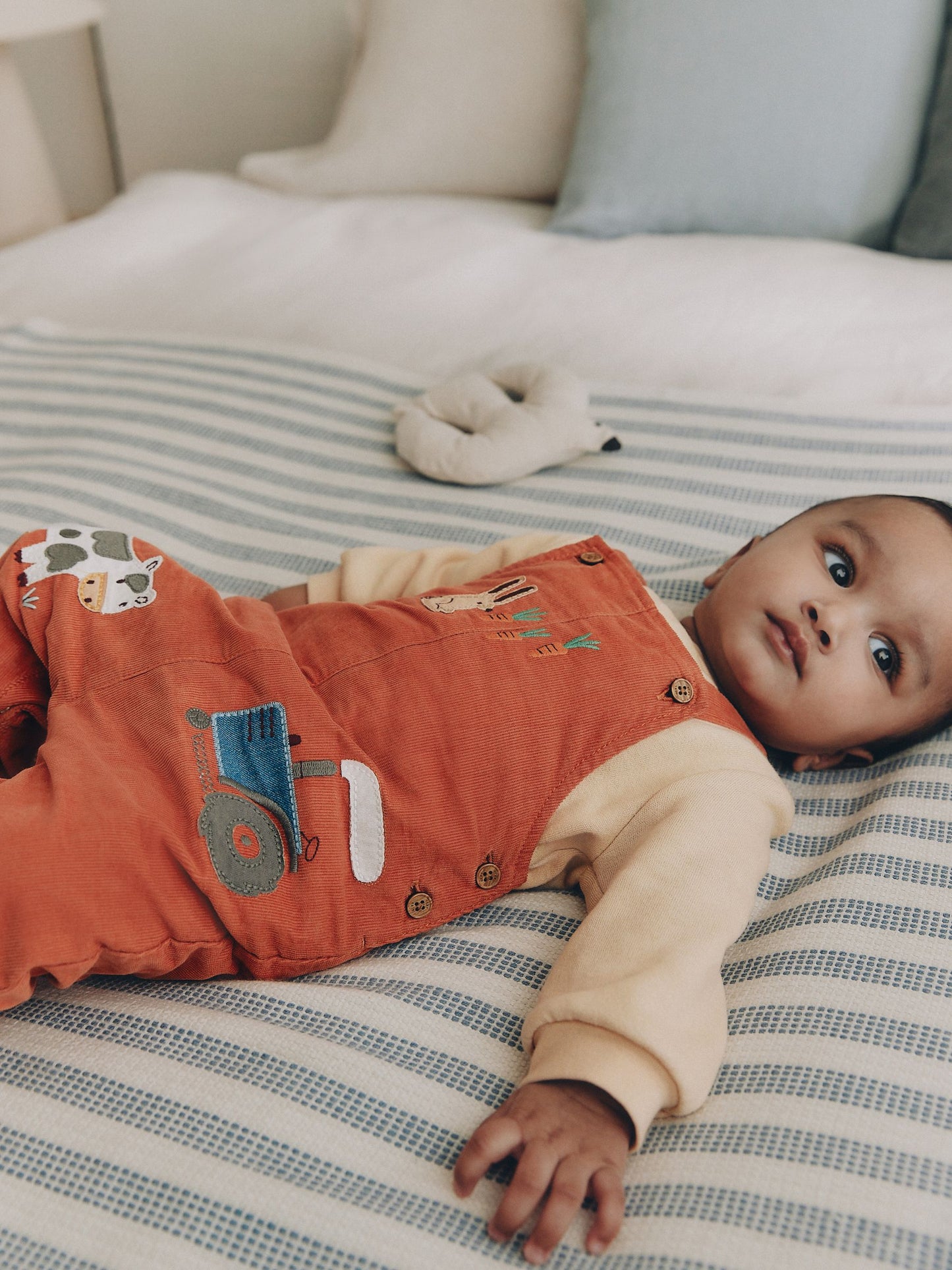 Rust Brown Farmyard Cord Dungarees and Bodysuit Baby Set (0mths-3yrs) image 3