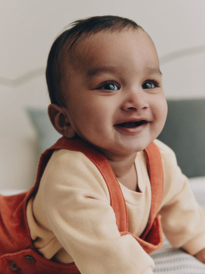Rust Brown Farmyard Cord Dungarees and Bodysuit Baby Set (0mths-3yrs) image 5