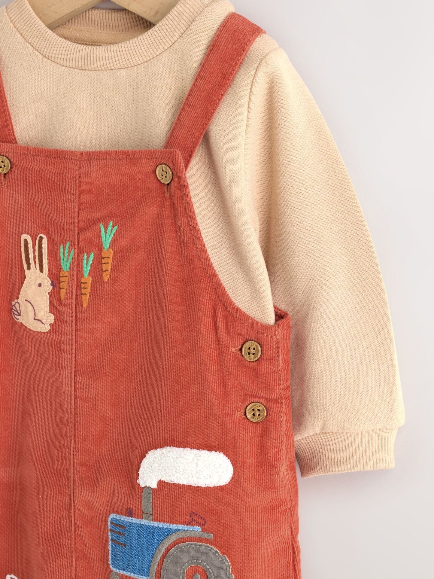 Rust Brown Farmyard Cord Dungarees and Bodysuit Baby Set (0mths-3yrs) image 8
