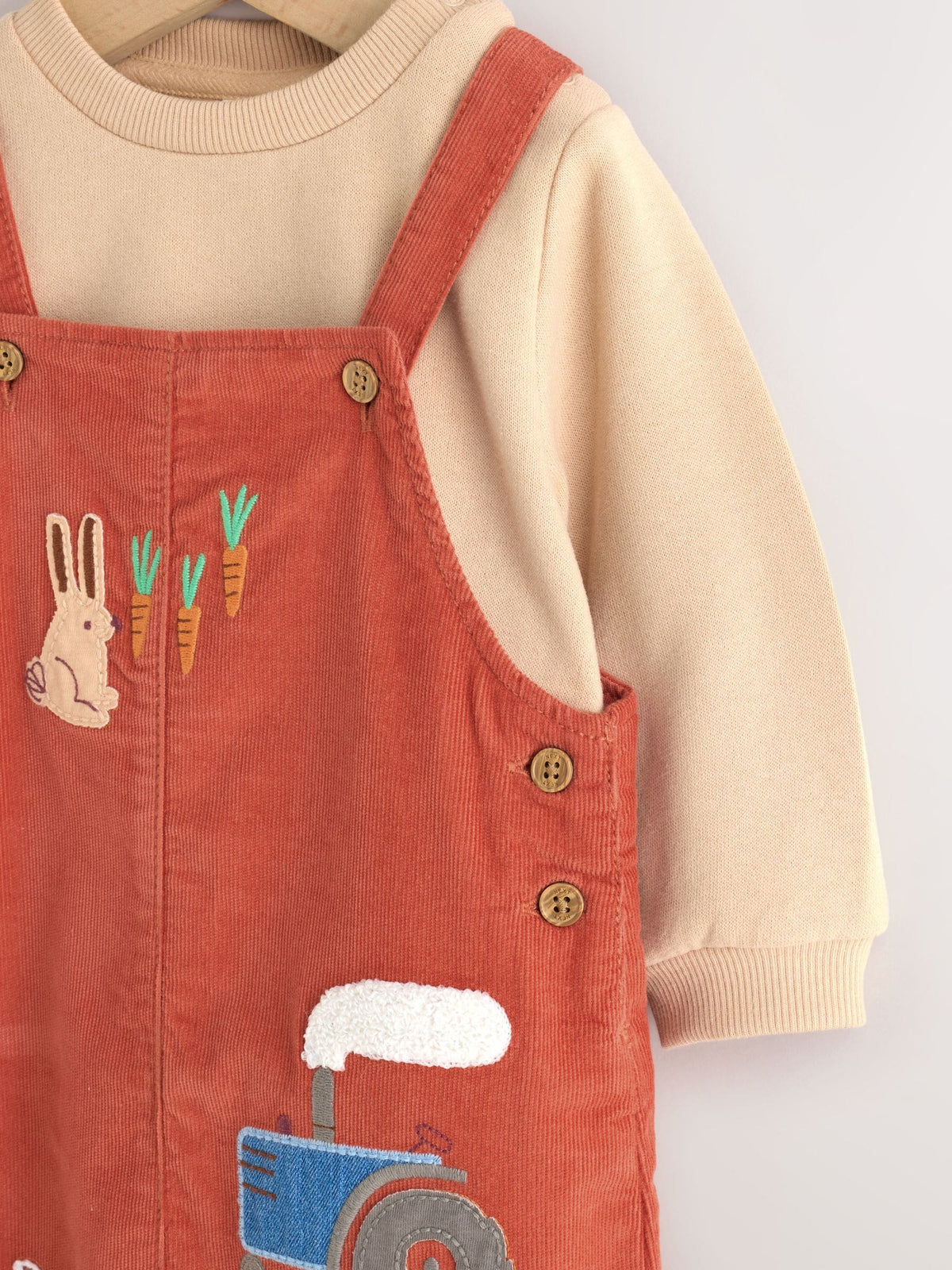Rust Brown Farmyard Cord Dungarees and Bodysuit Baby Set (0mths-3yrs) image 8