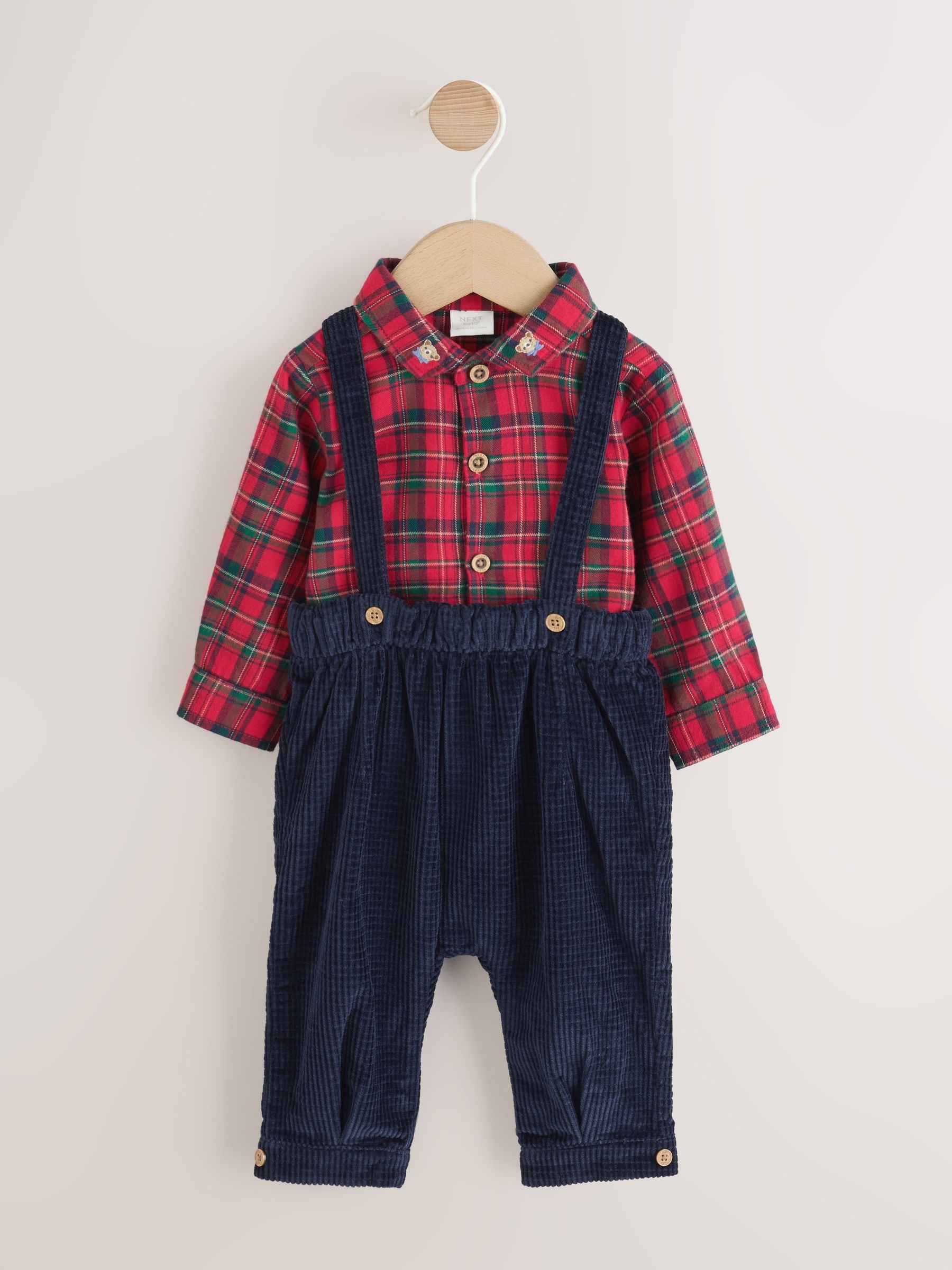 Red Check Shirt, Trousers and Braces Baby 3 Piece Set (0mths-2yrs) image 1