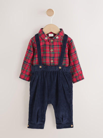 Red Check Shirt, Trousers and Braces Baby 3 Piece Set (0mths-2yrs) image 1
