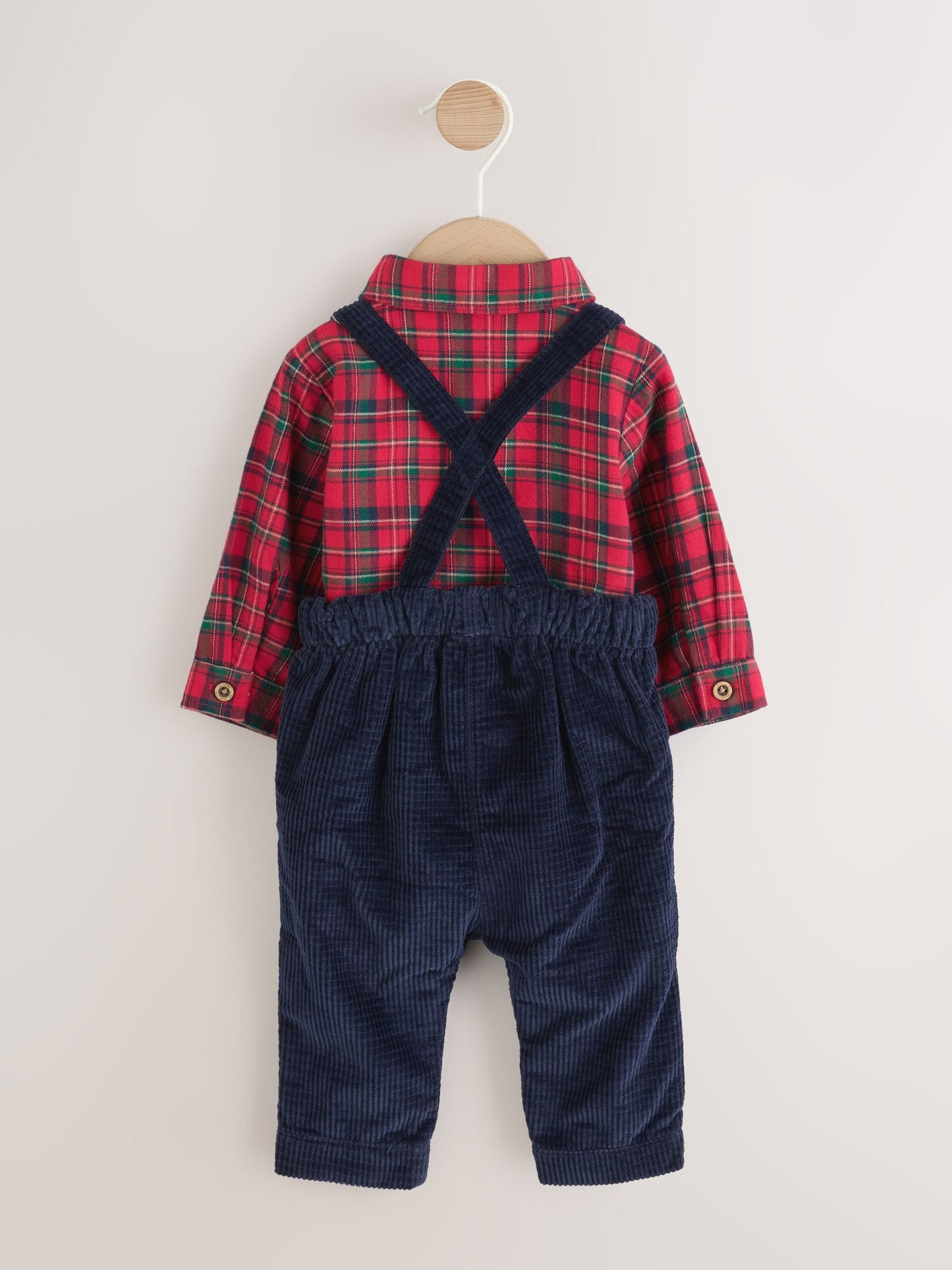 Red Check Shirt, Trousers and Braces Baby 3 Piece Set (0mths-2yrs) image 2