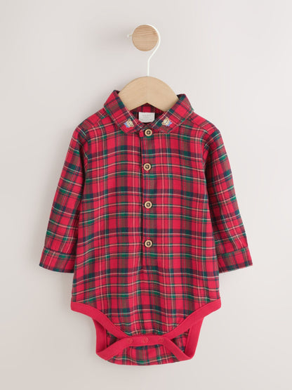 Red Check Shirt, Trousers and Braces Baby 3 Piece Set (0mths-2yrs) image 3