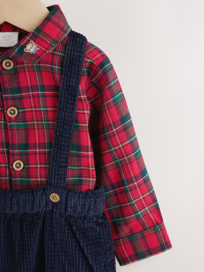 Red Check Shirt, Trousers and Braces Baby 3 Piece Set (0mths-2yrs) image 4